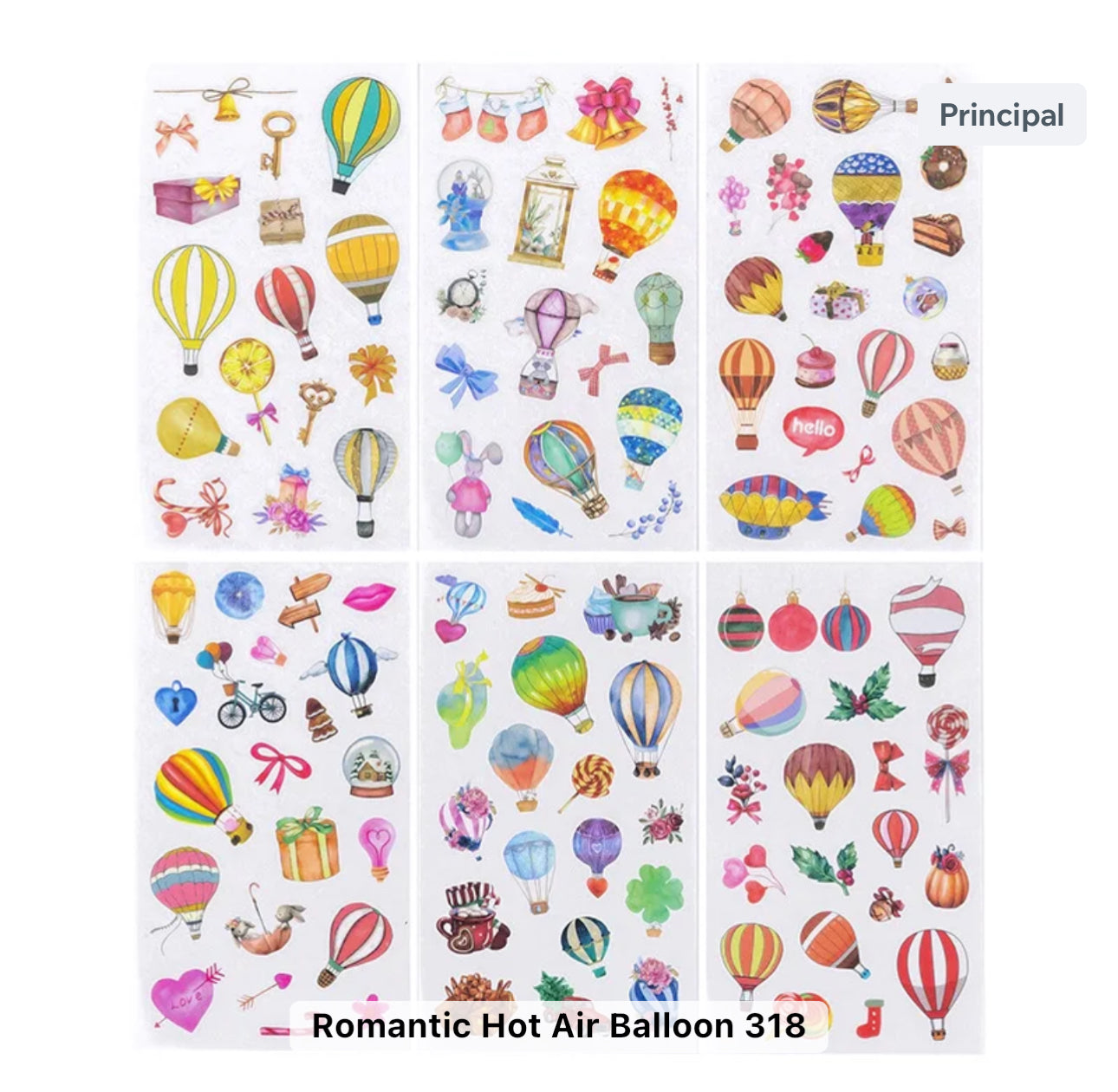 6 Hojas de Stickers Globos