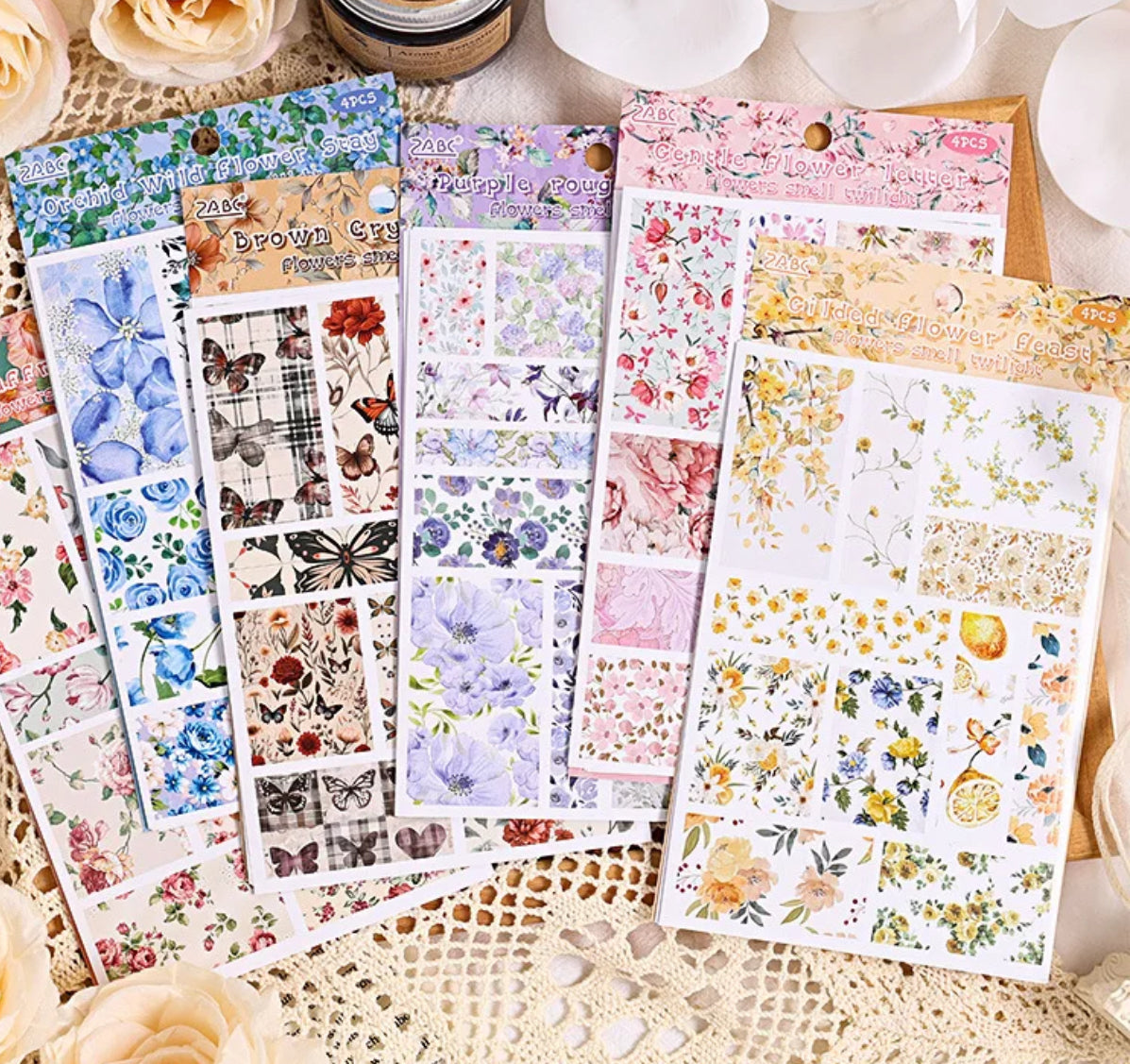 4 Hermosas hojas de Stickers