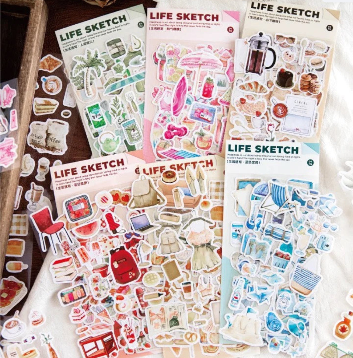 4 Hojas de Stickers Delineados blancos