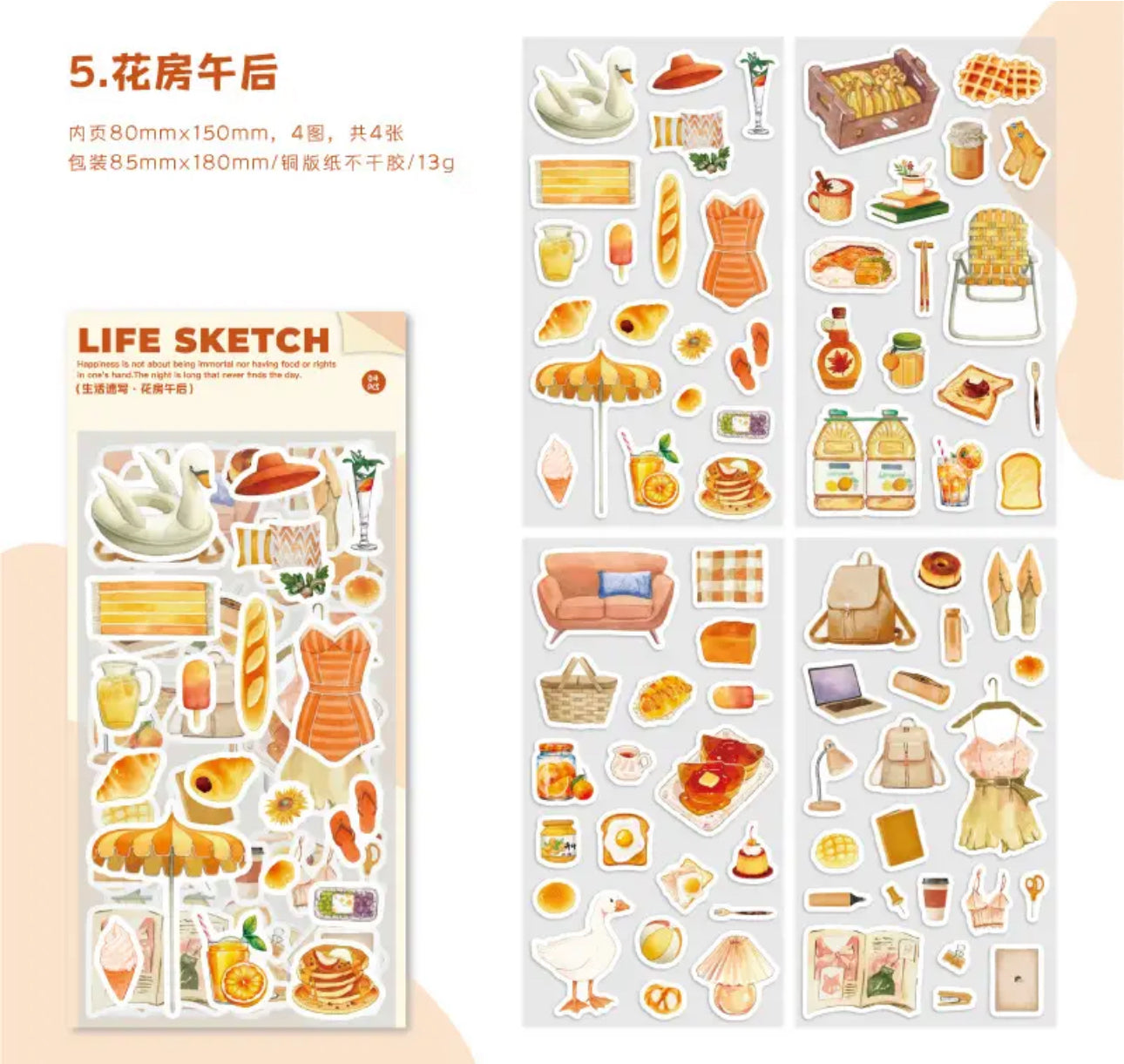 4 Hojas de Stickers Delineados blancos