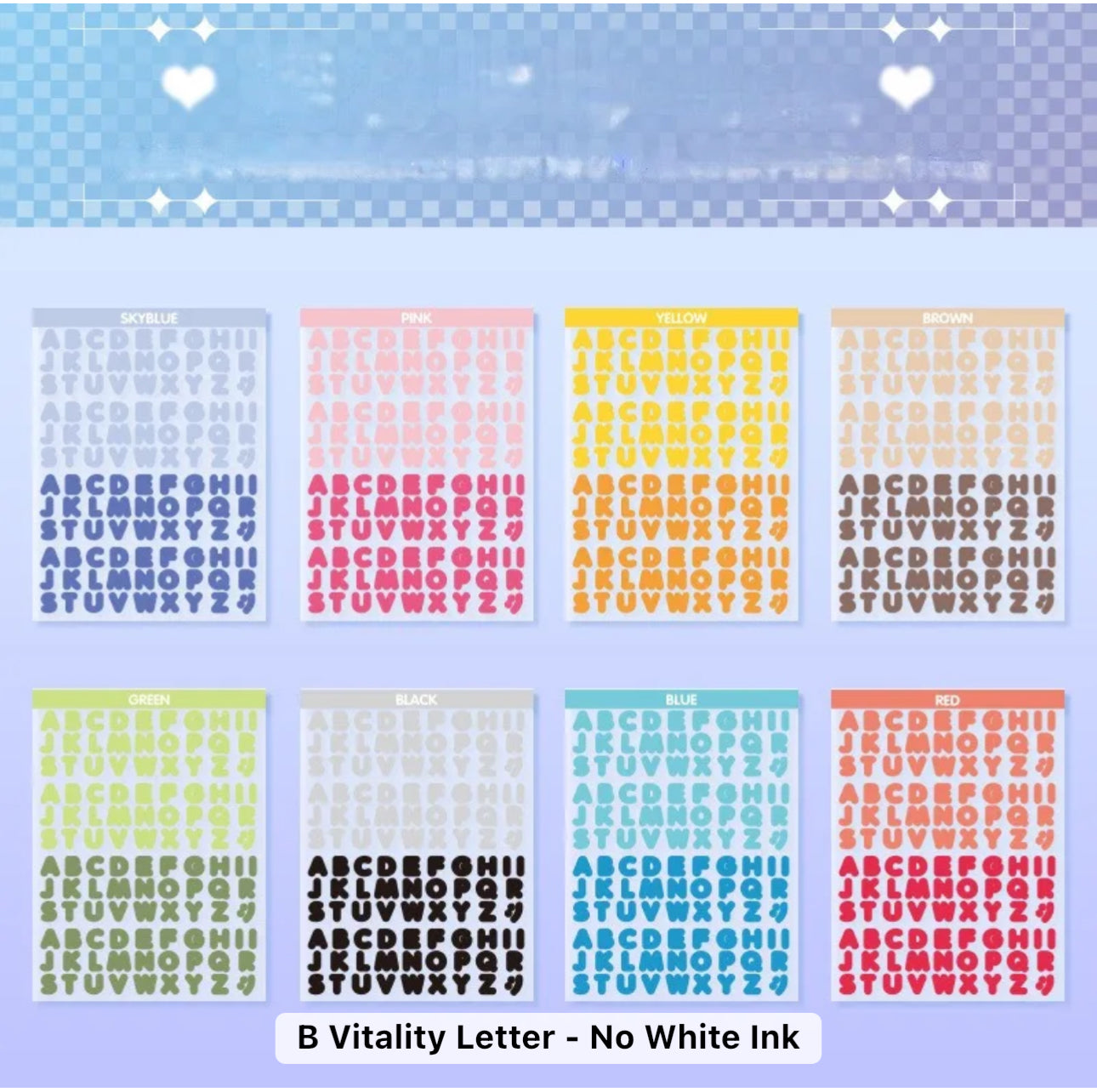 8 Hojas de Stickers Letras de colores