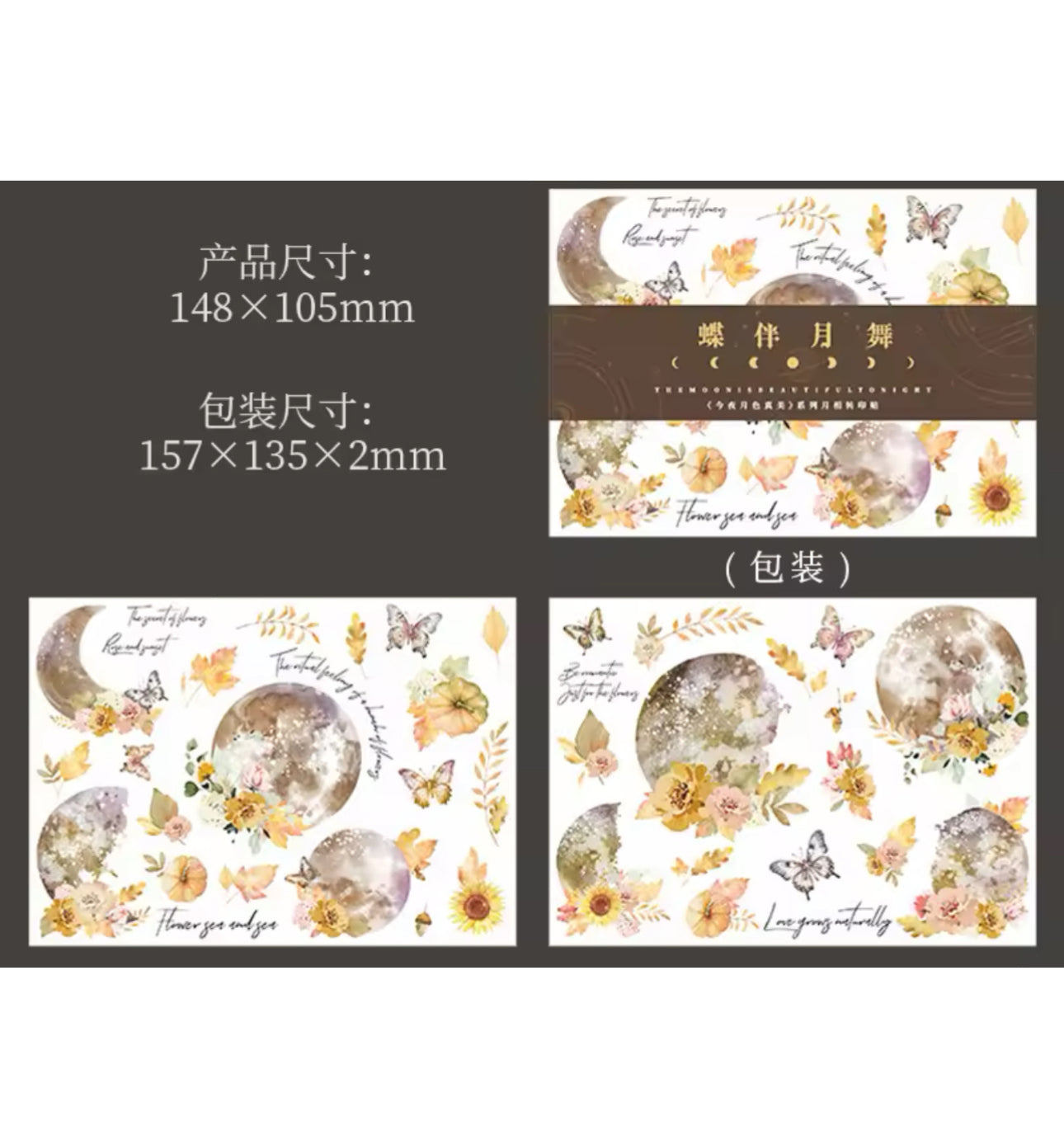 2 Hojas Transfer Lunas & Flores