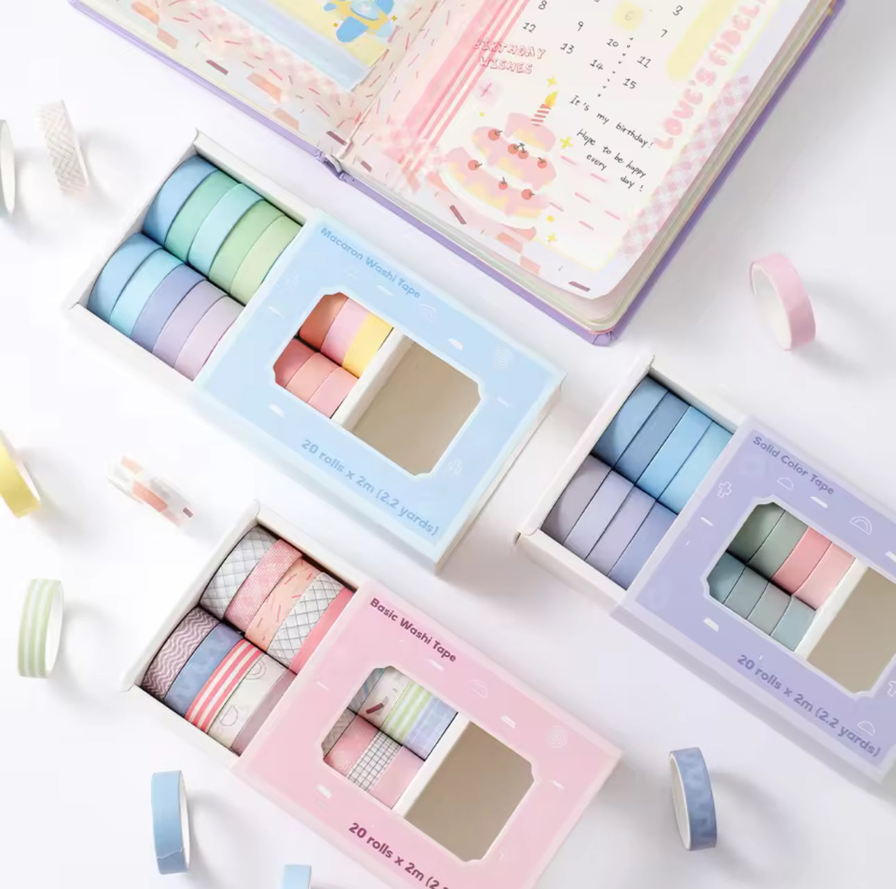 20 Washi Tapes coloridos