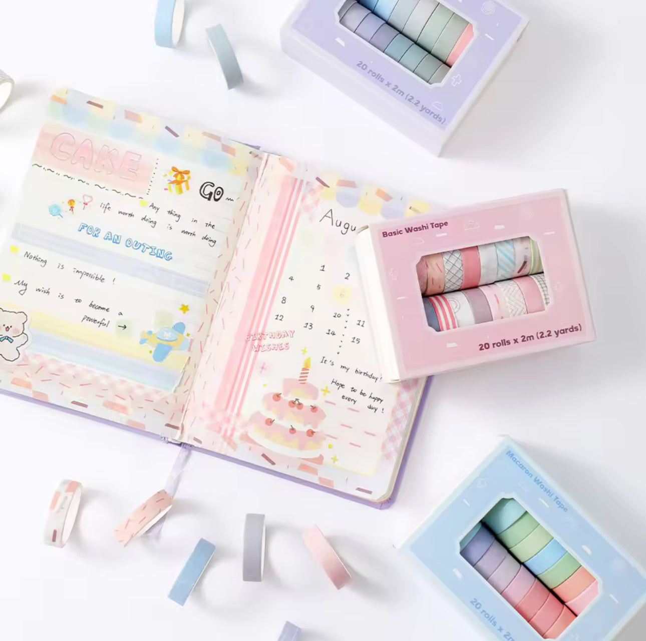 20 Washi Tapes coloridos
