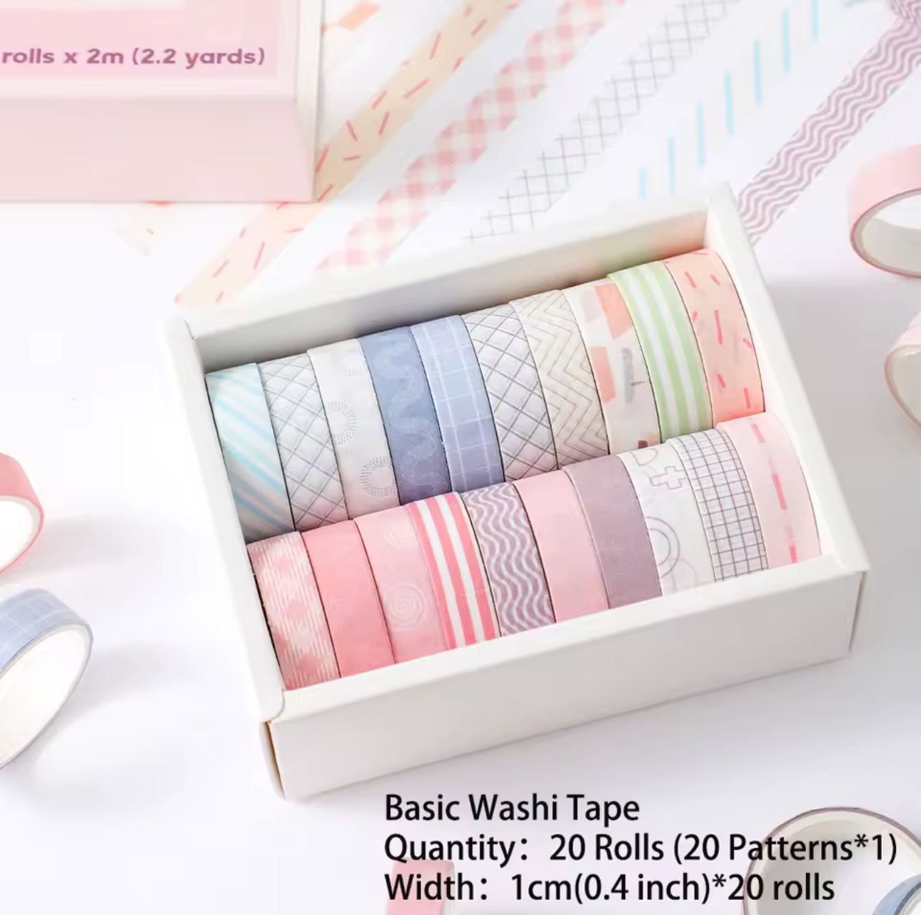 20 Washi Tapes coloridos