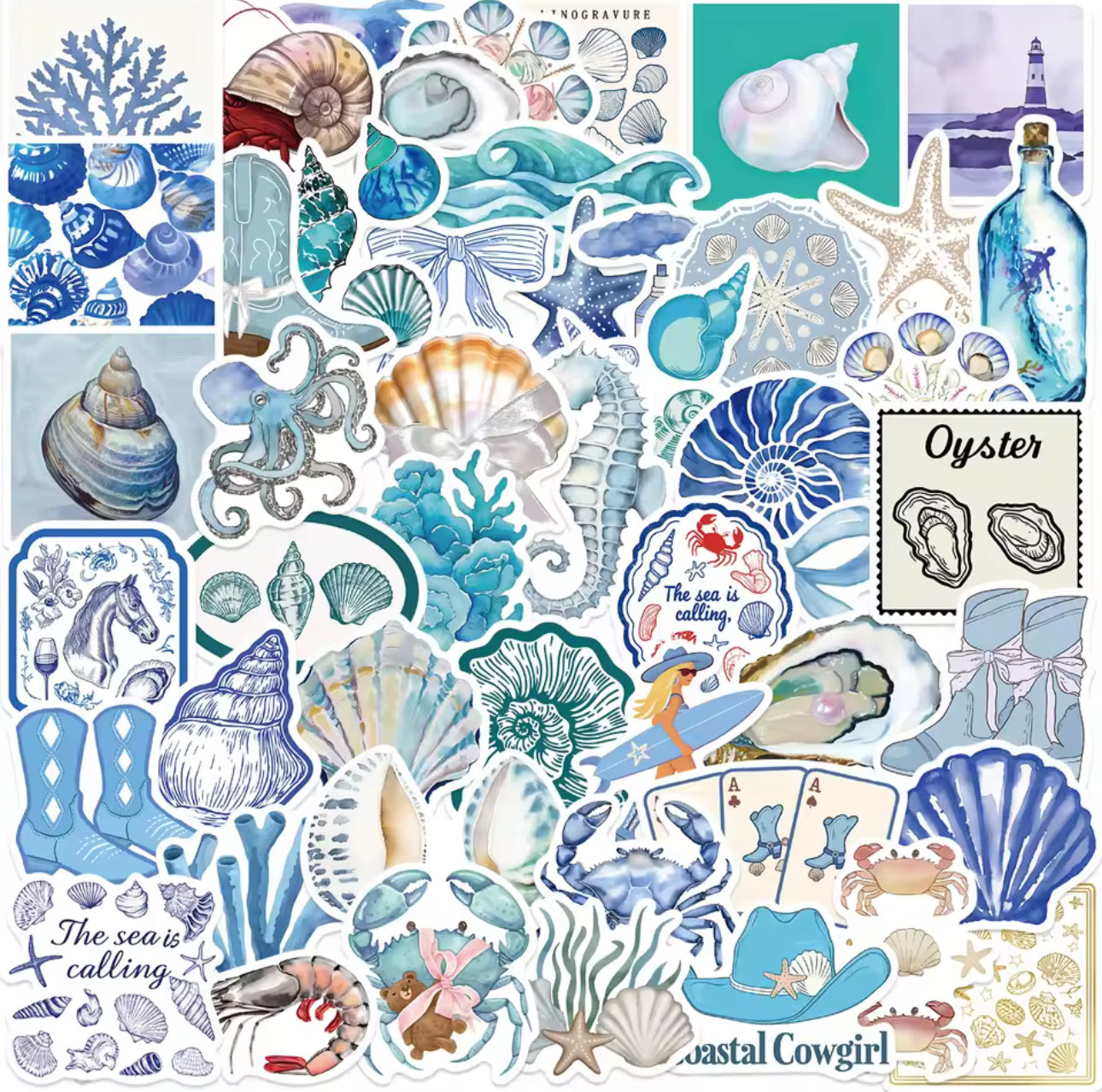 50 Stickers Vinil del mar