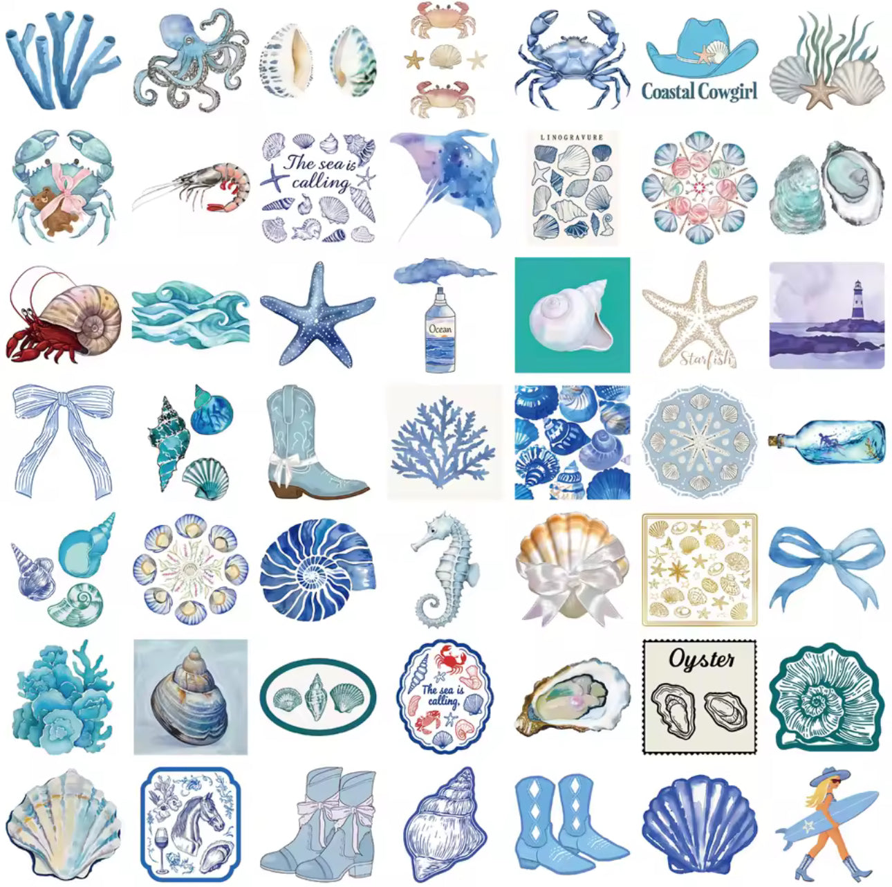 50 Stickers Vinil del mar