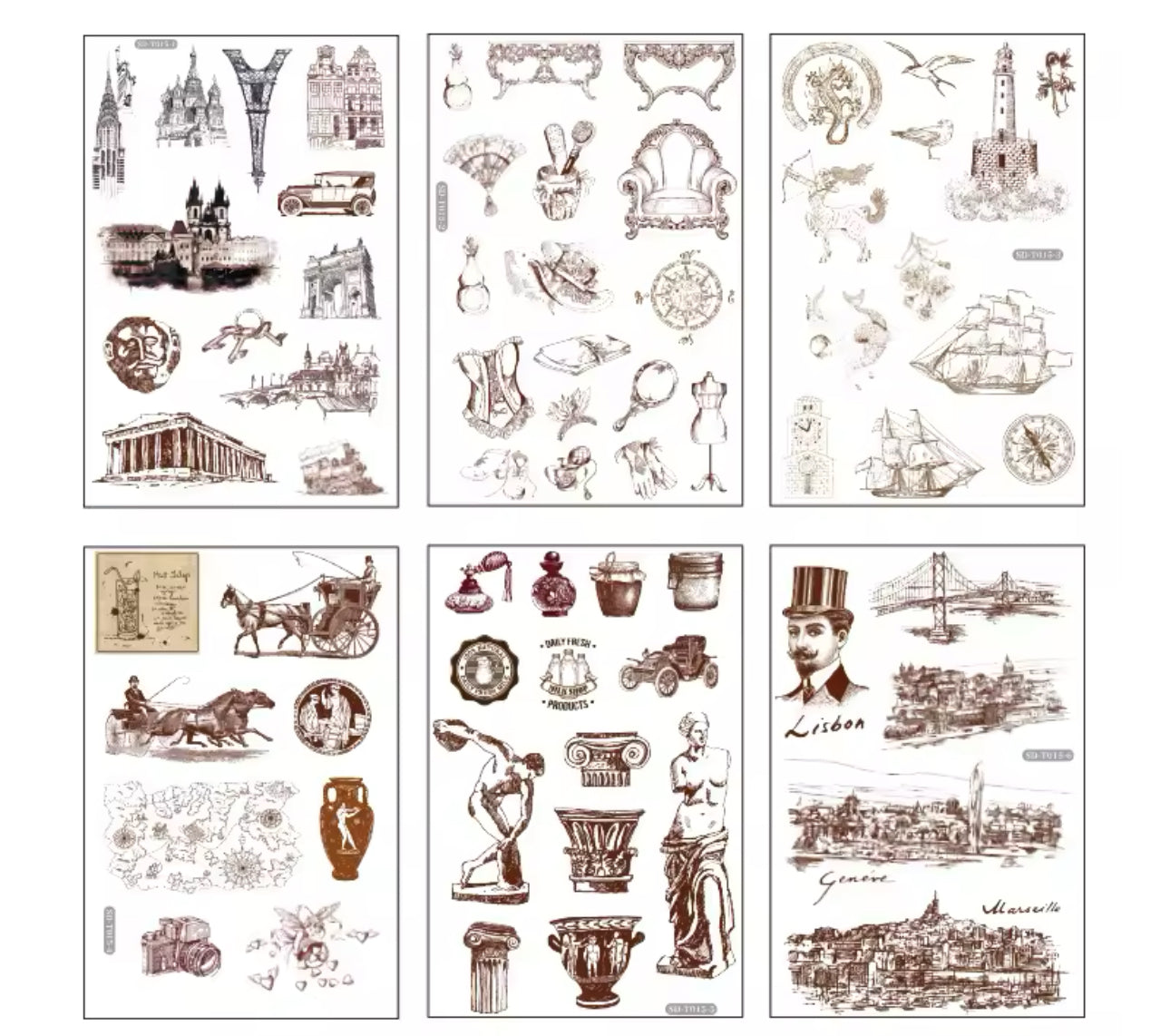3 & 6 Hojas de Stickers - Papel de Arroz - VARIOS MODELOS A DESCUBRIR