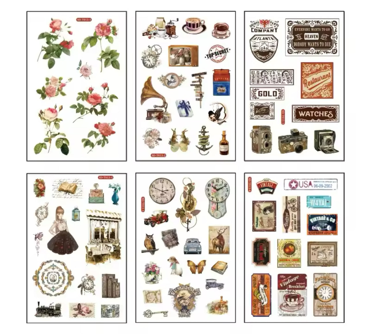 3 & 6 Hojas de Stickers - Papel de Arroz - VARIOS MODELOS A DESCUBRIR