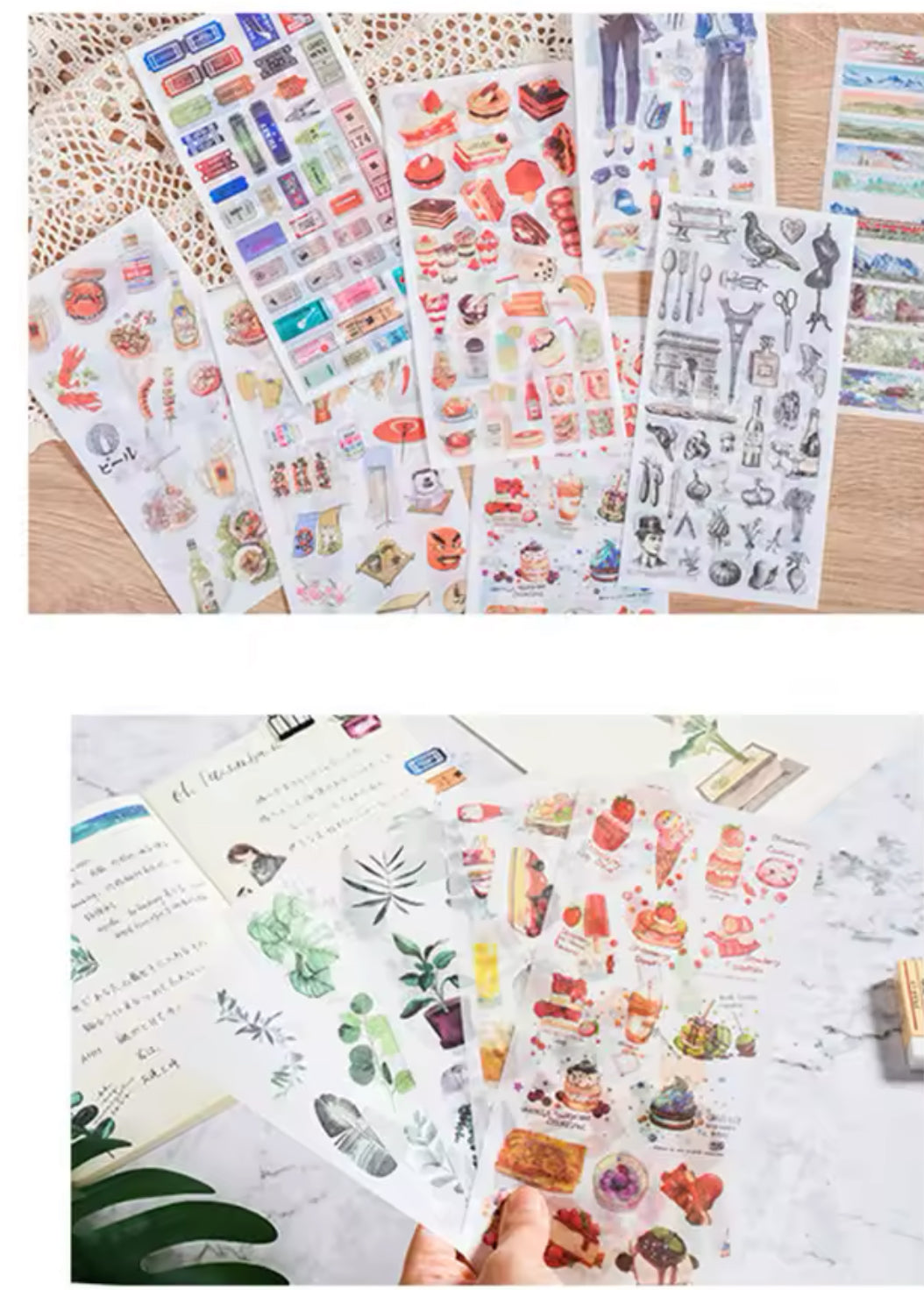 3 & 6 Hojas de Stickers - Papel de Arroz - VARIOS MODELOS A DESCUBRIR