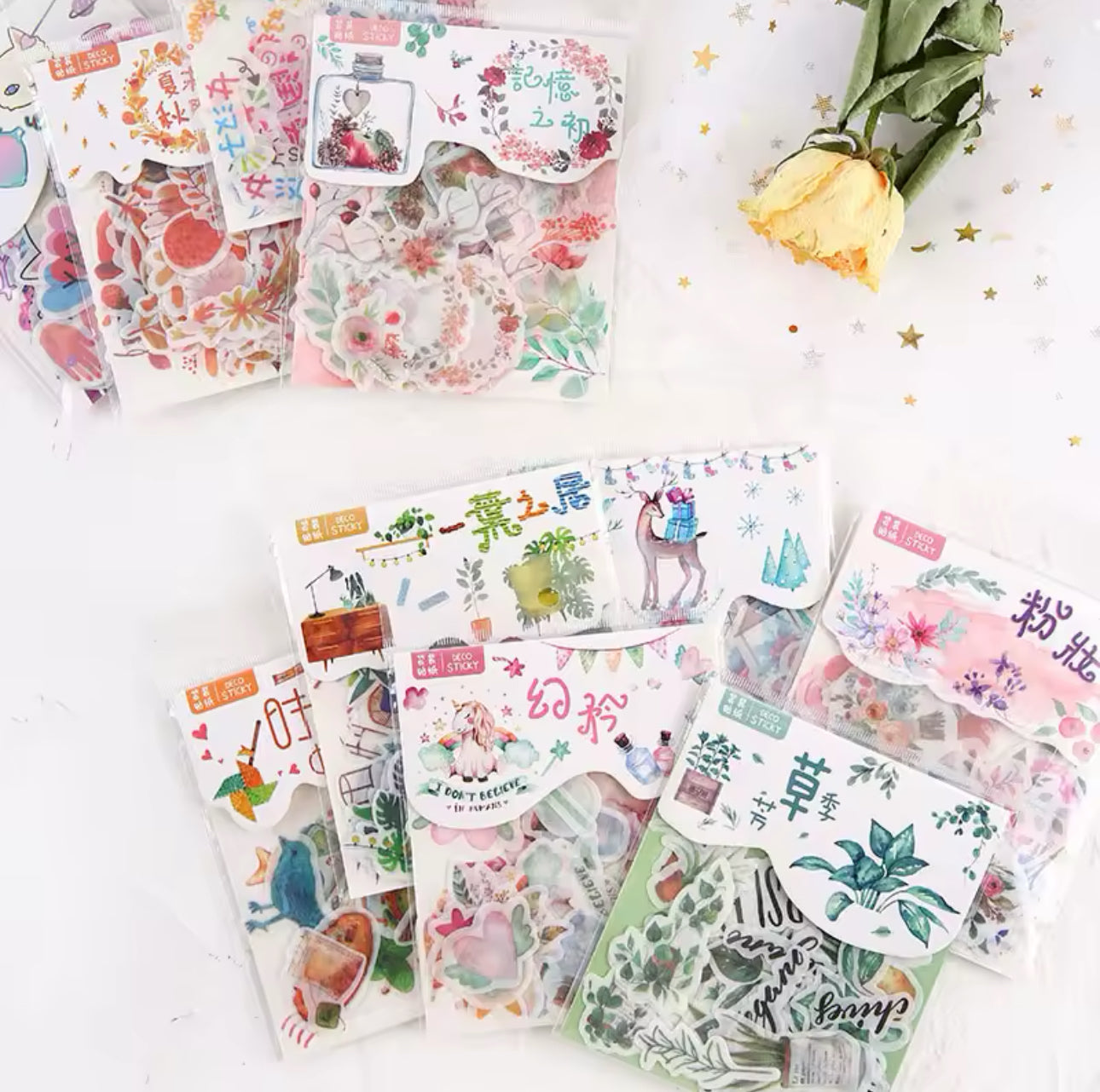 40 Stickers Papel de Arroz VARIOS MODELOS A DESCUBRIR