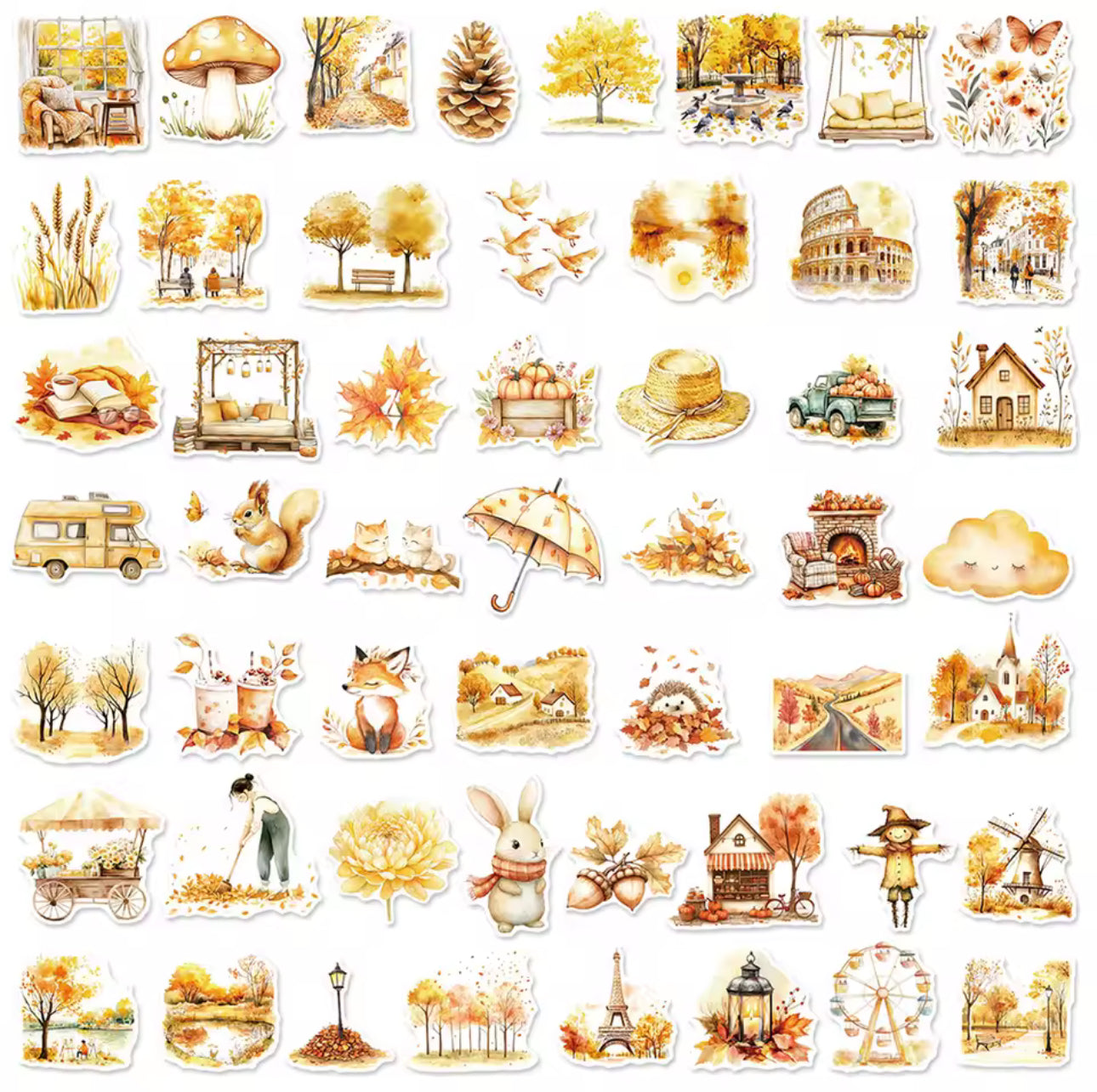 50 Stickers Vinil Otoño