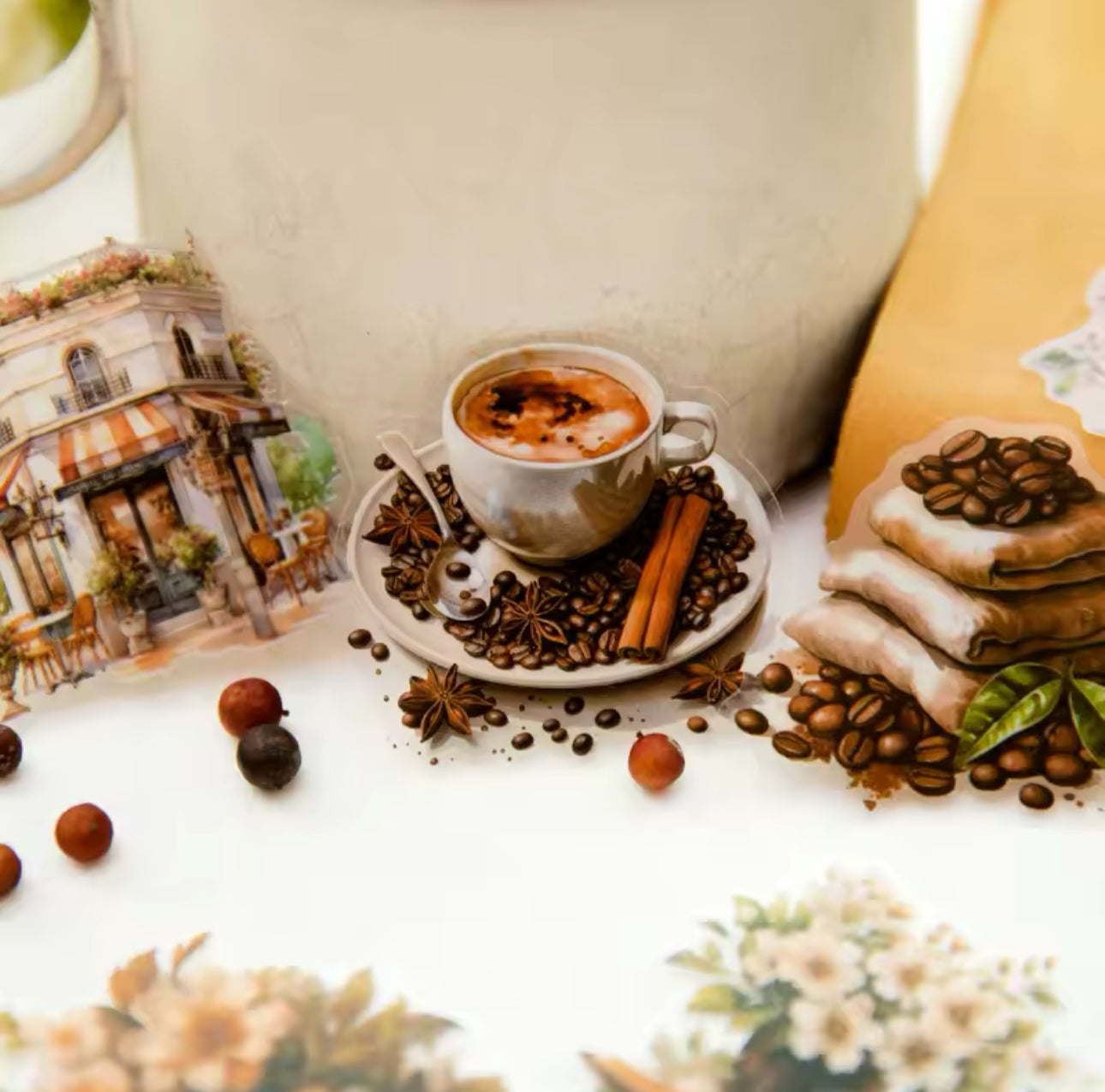 30 Stickers Transparentes Café