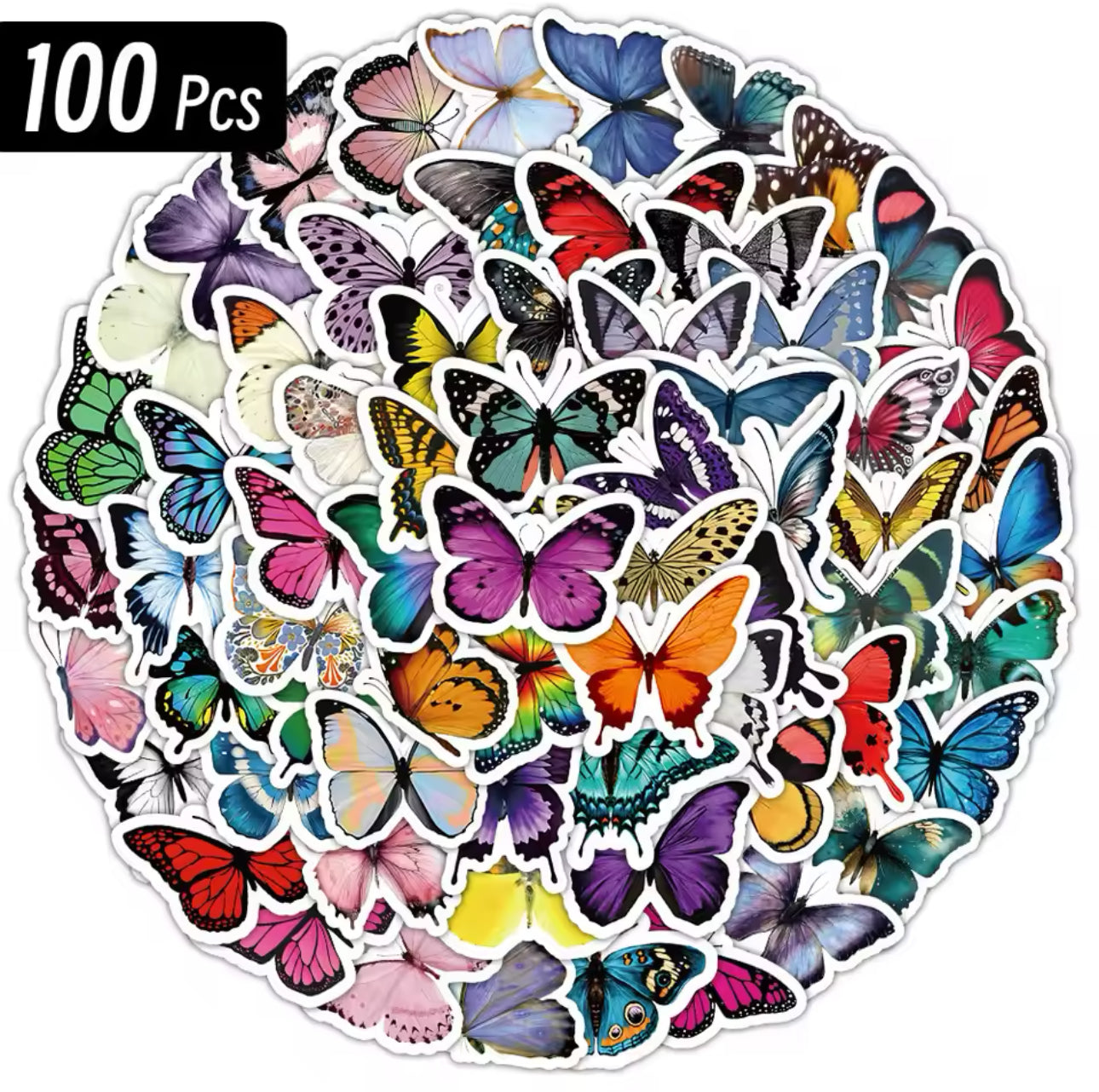 100 Stickers Vinil - Mariposas Coloridas