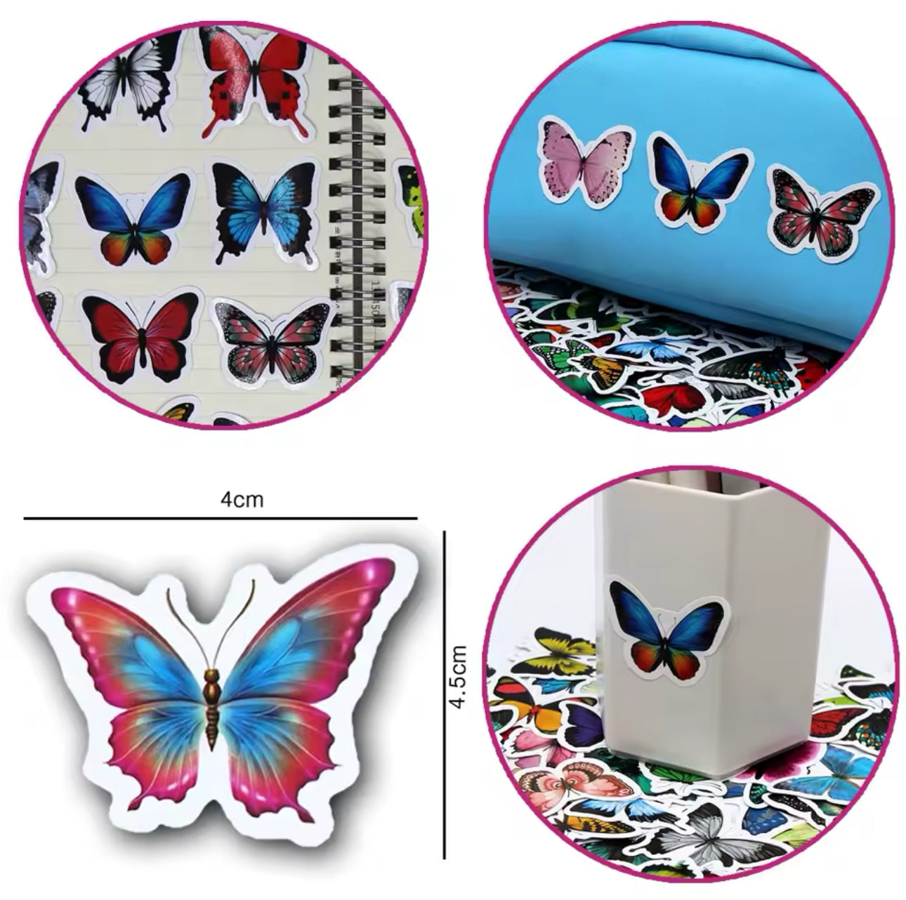 100 Stickers Vinil - Mariposas Coloridas