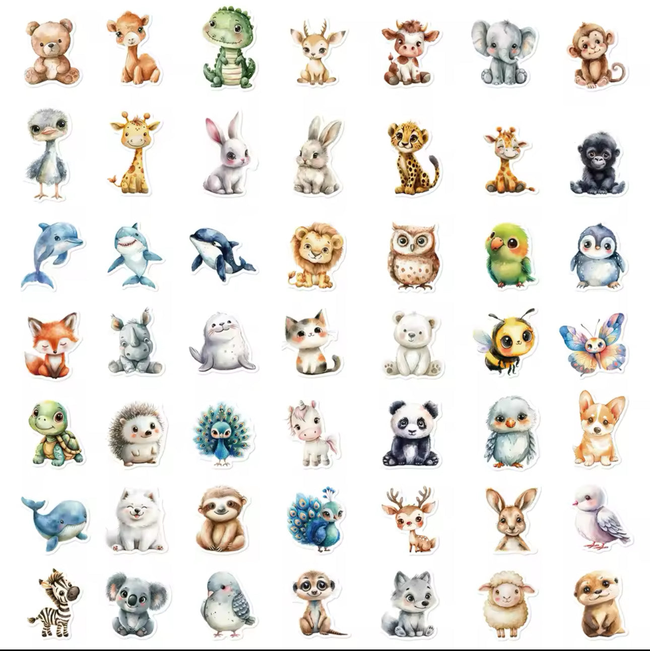 50 Stickers Vinil - Tiernos Animales