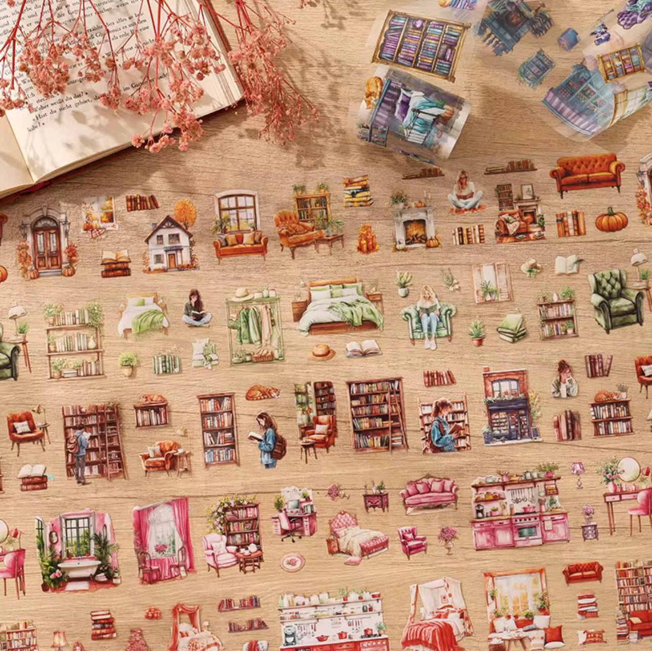 4 Rollos de Stickers Casa