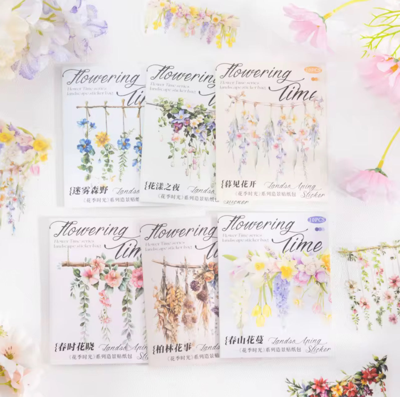 10 Stickers Grandes Guirnalda de Flores