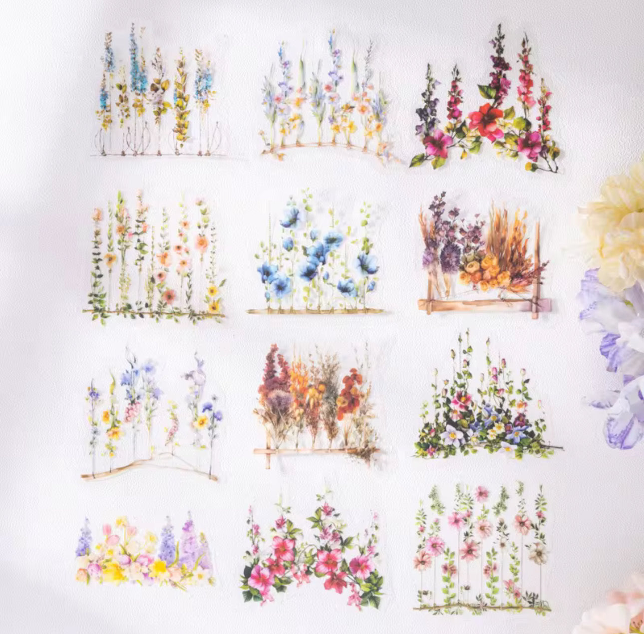 10 Stickers Grandes Guirnalda de Flores