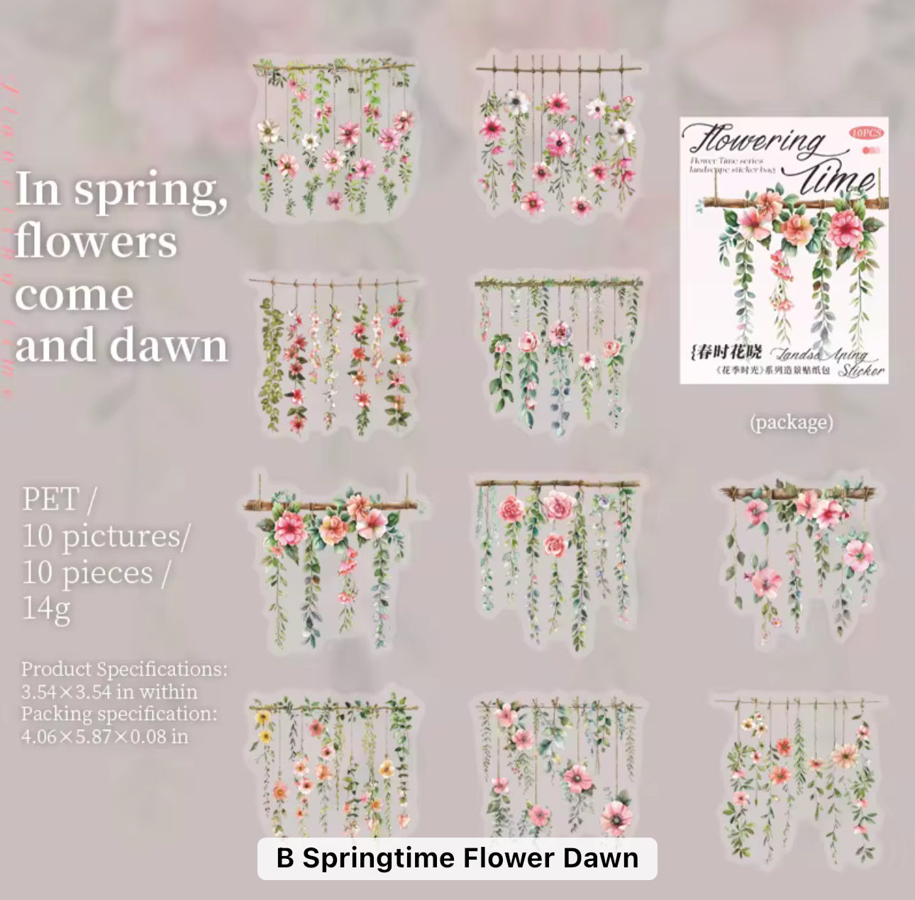 10 Stickers Grandes Guirnalda de Flores