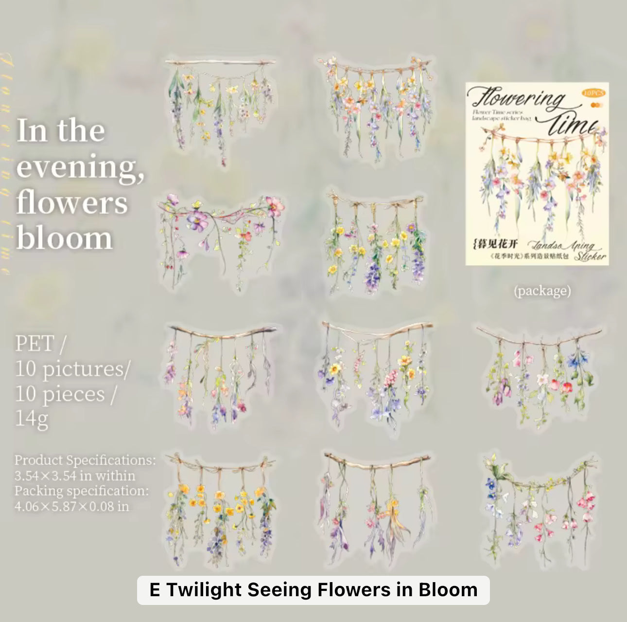 10 Stickers Grandes Guirnalda de Flores