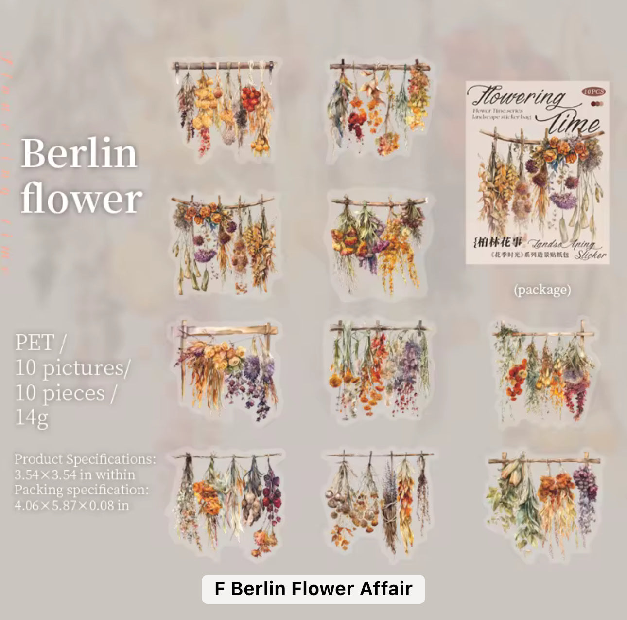 10 Stickers Grandes Guirnalda de Flores