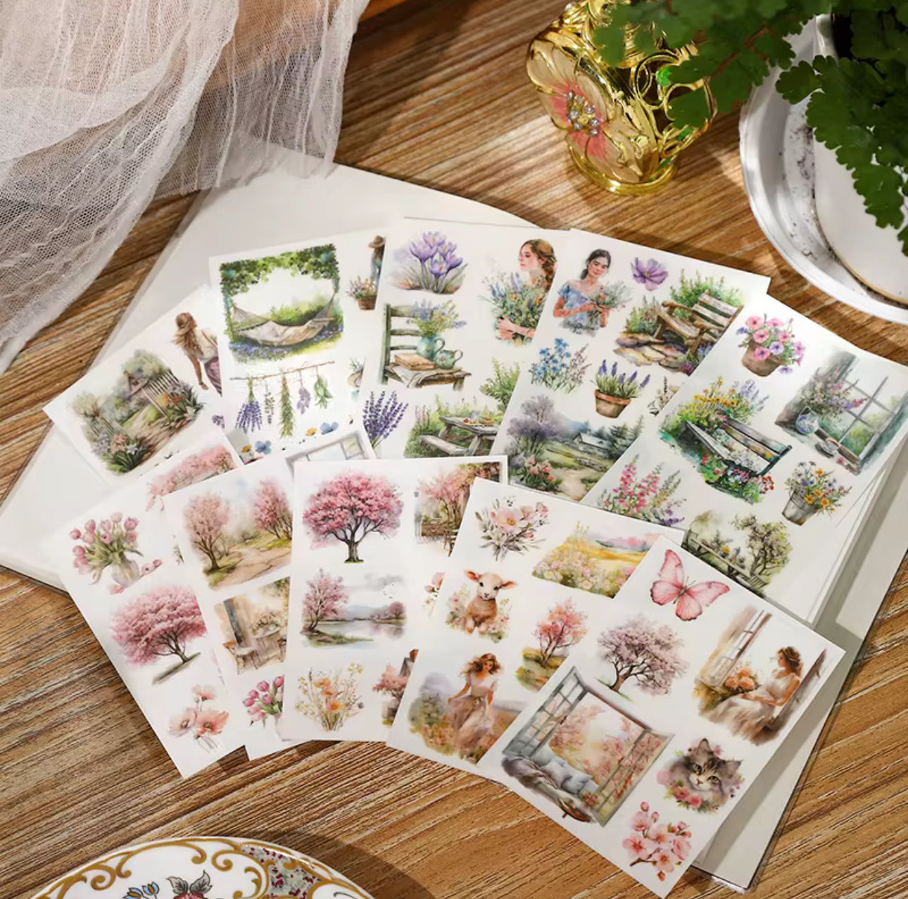 5 Hojas Transfer "Monet and the garden"