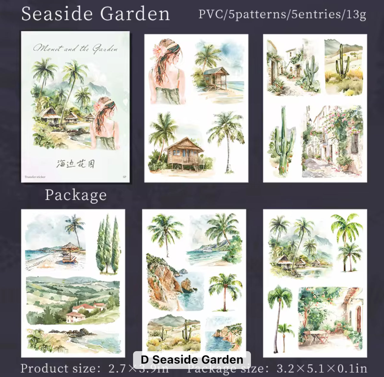 5 Hojas Transfer "Monet and the garden"