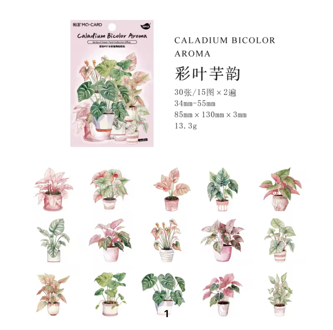 30 Stickers Plantas Verdes