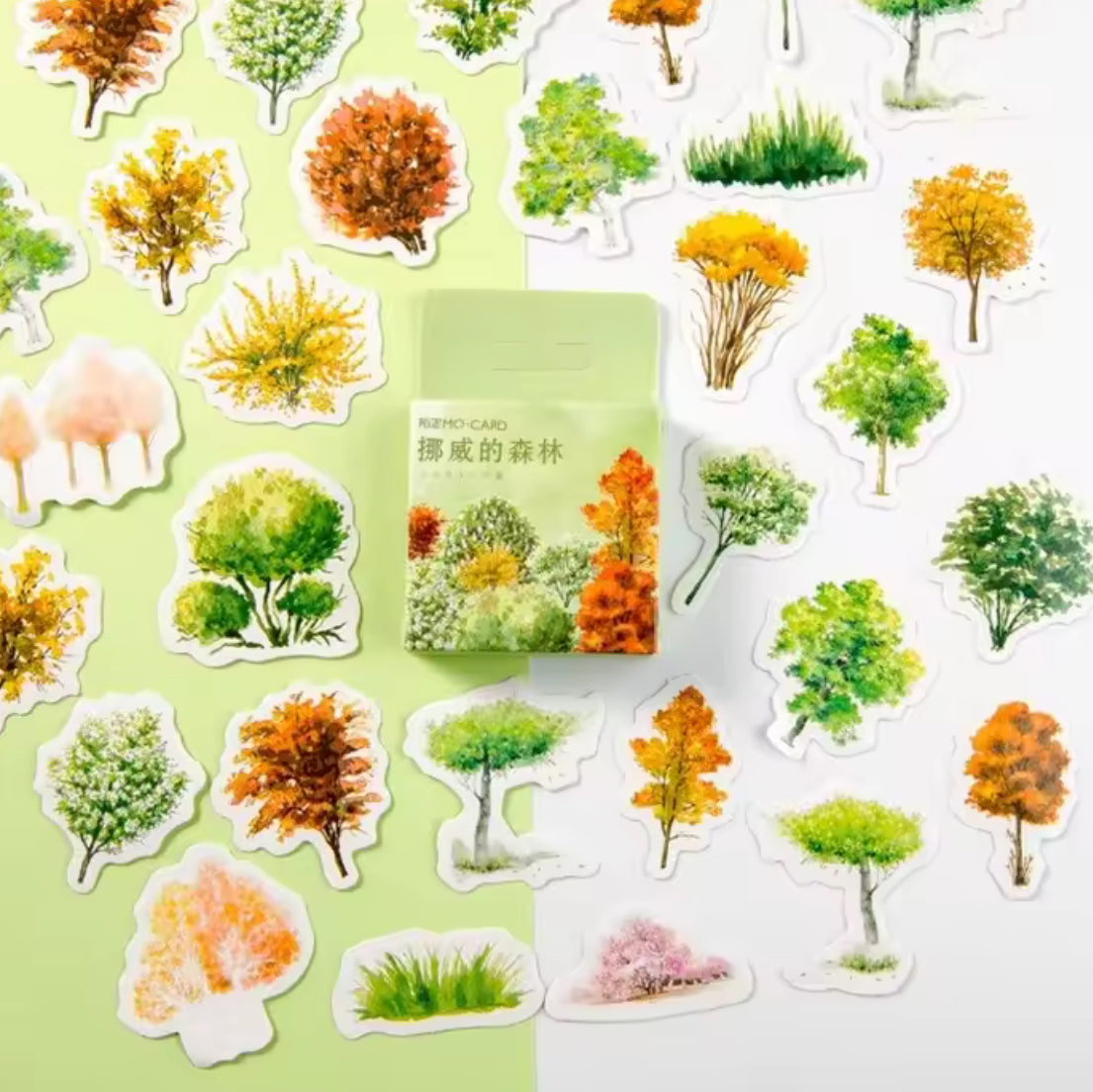 Cajita de Stickers Arboles de otoño