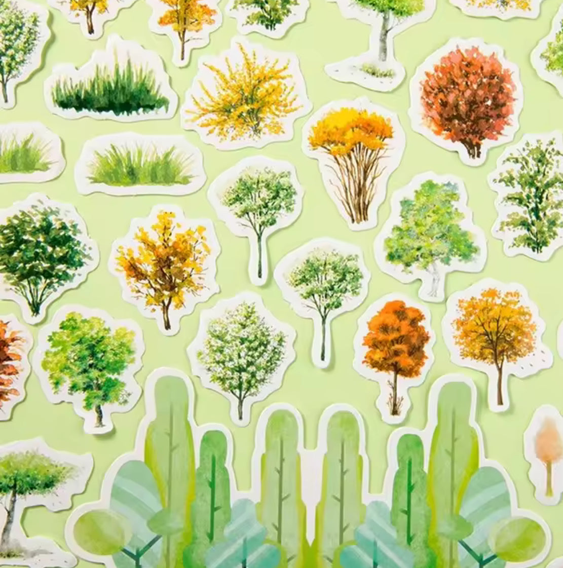 Cajita de Stickers Arboles de otoño
