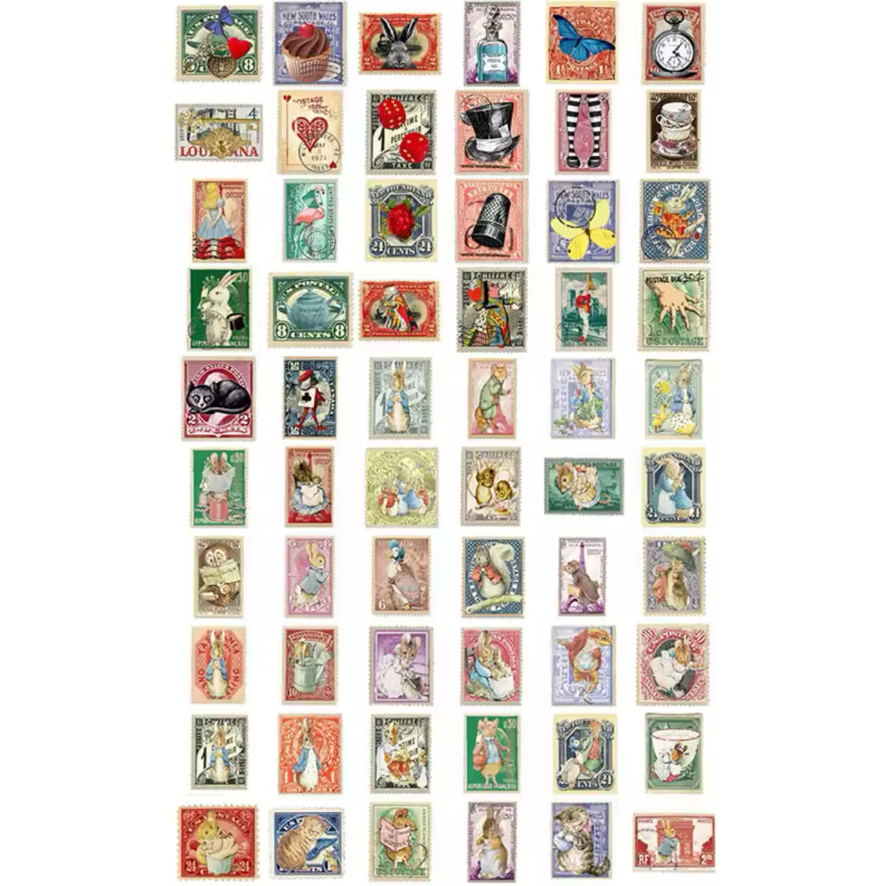 60 Stickers Timbres Alicia Maravillas