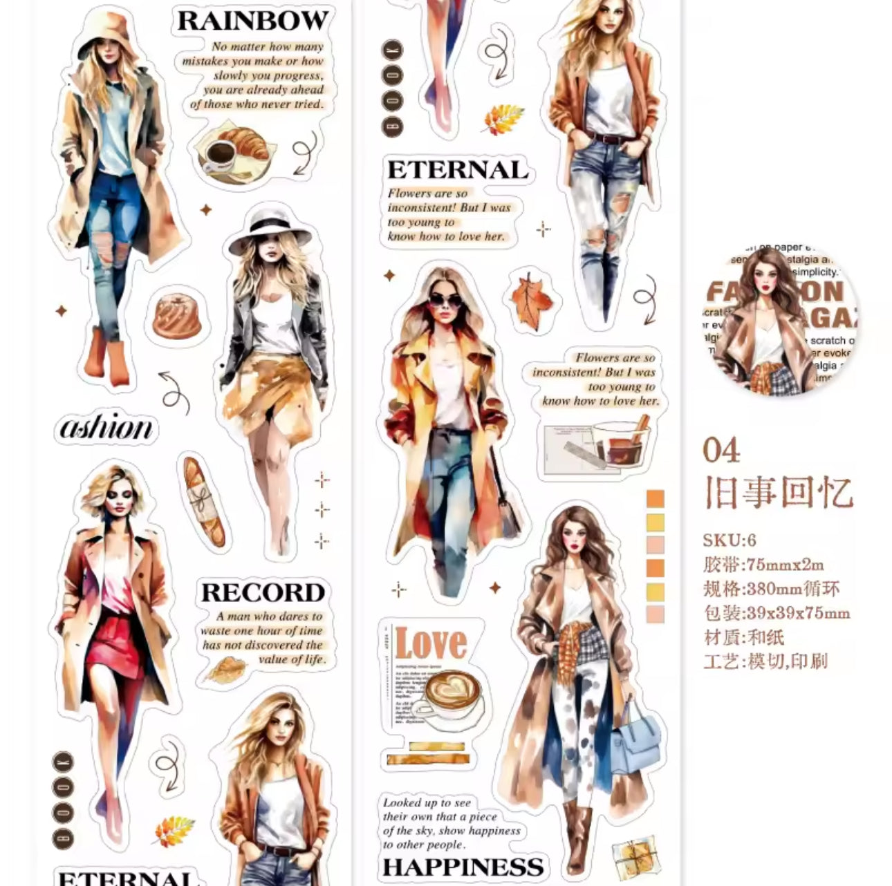 Rollo de Stickers Ancho Mujeres modernas