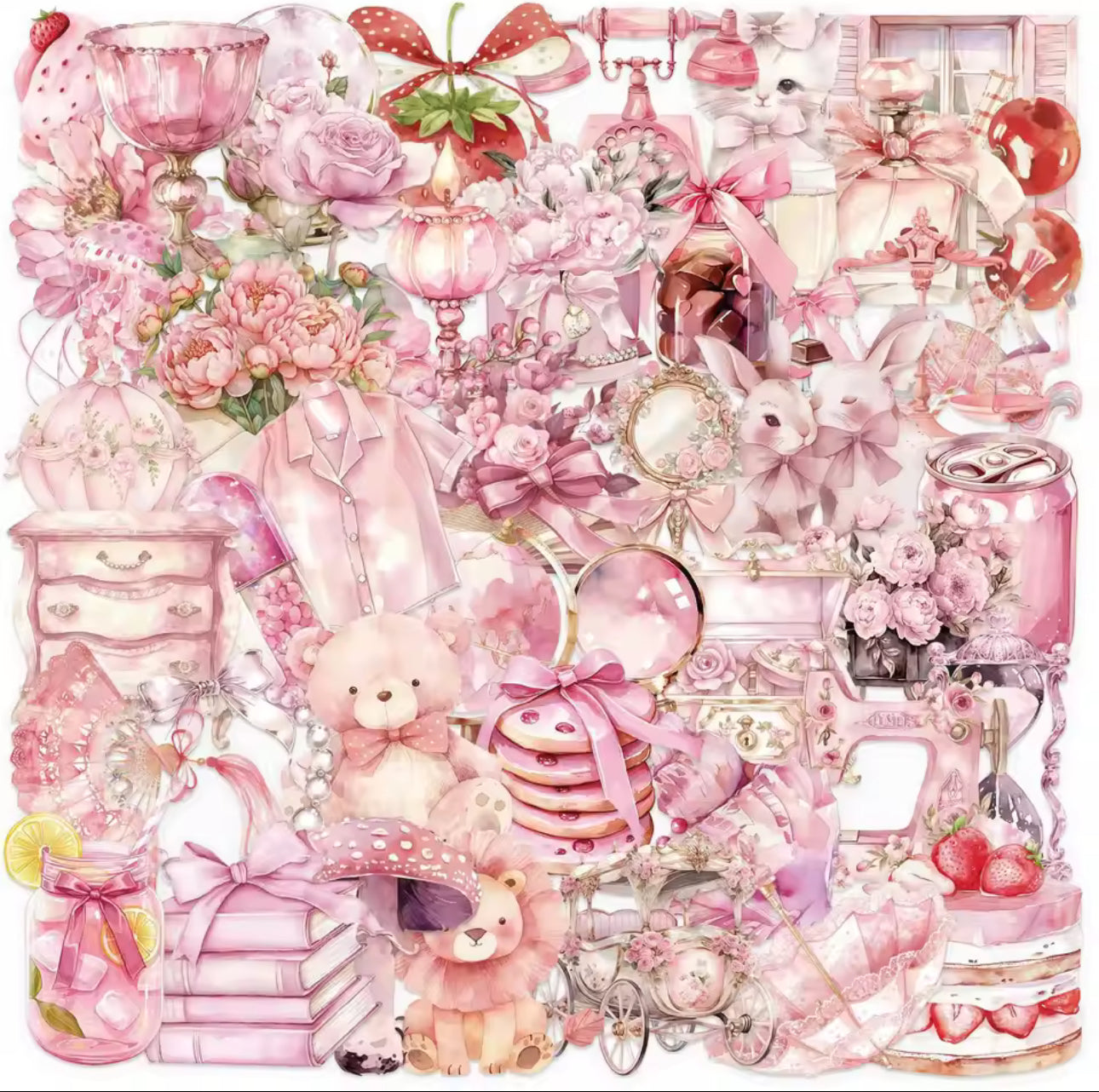 50 Stickers Transparentes Rosa