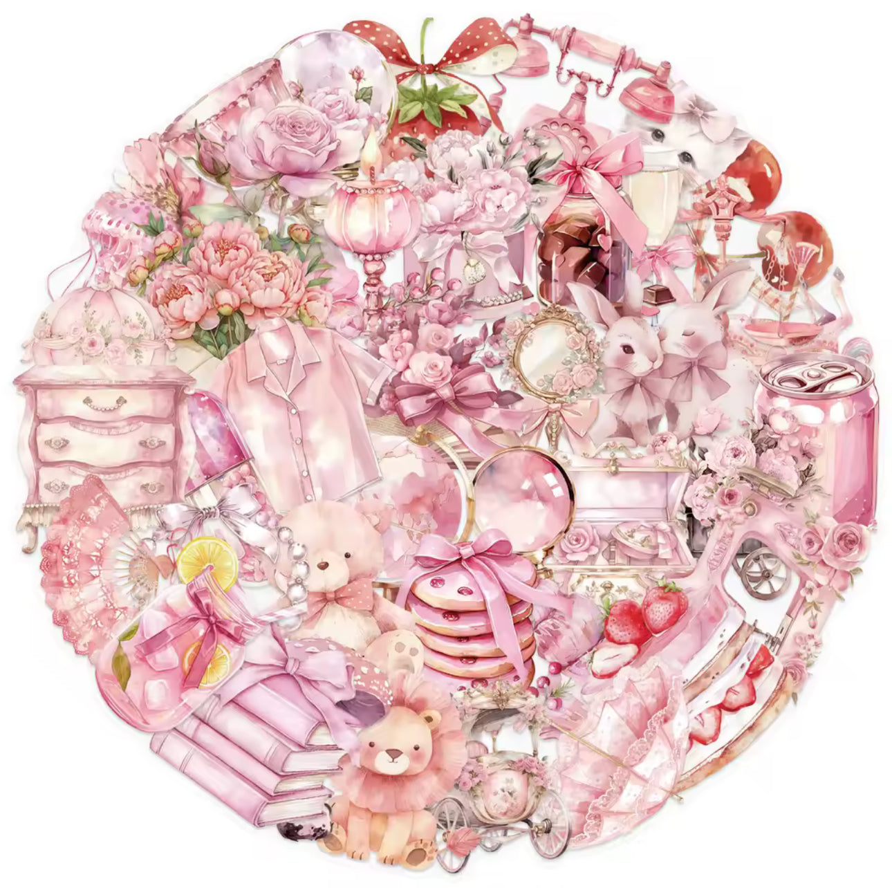 50 Stickers Transparentes Rosa