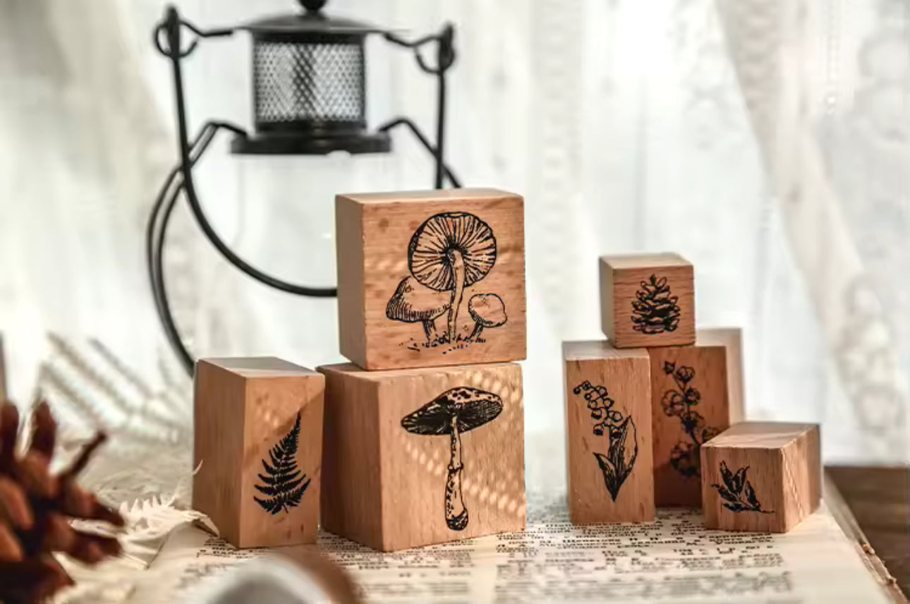 Sellos de Madera Hongos & Lunas