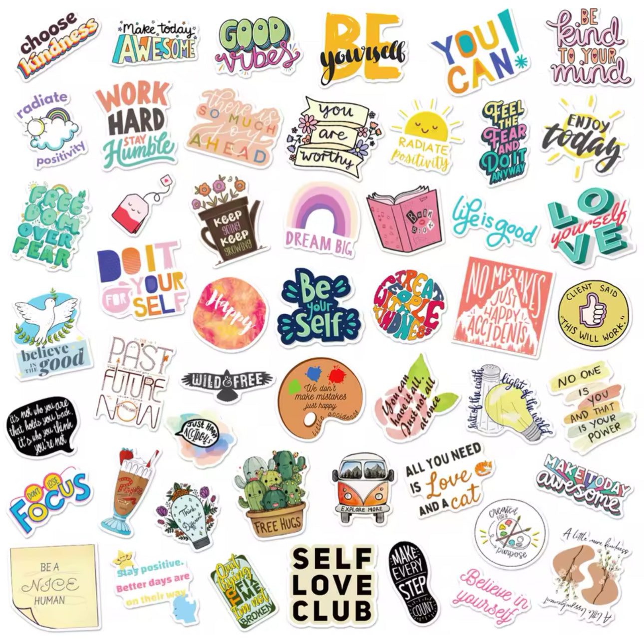 50 Stickers Vinil Positive Attitude