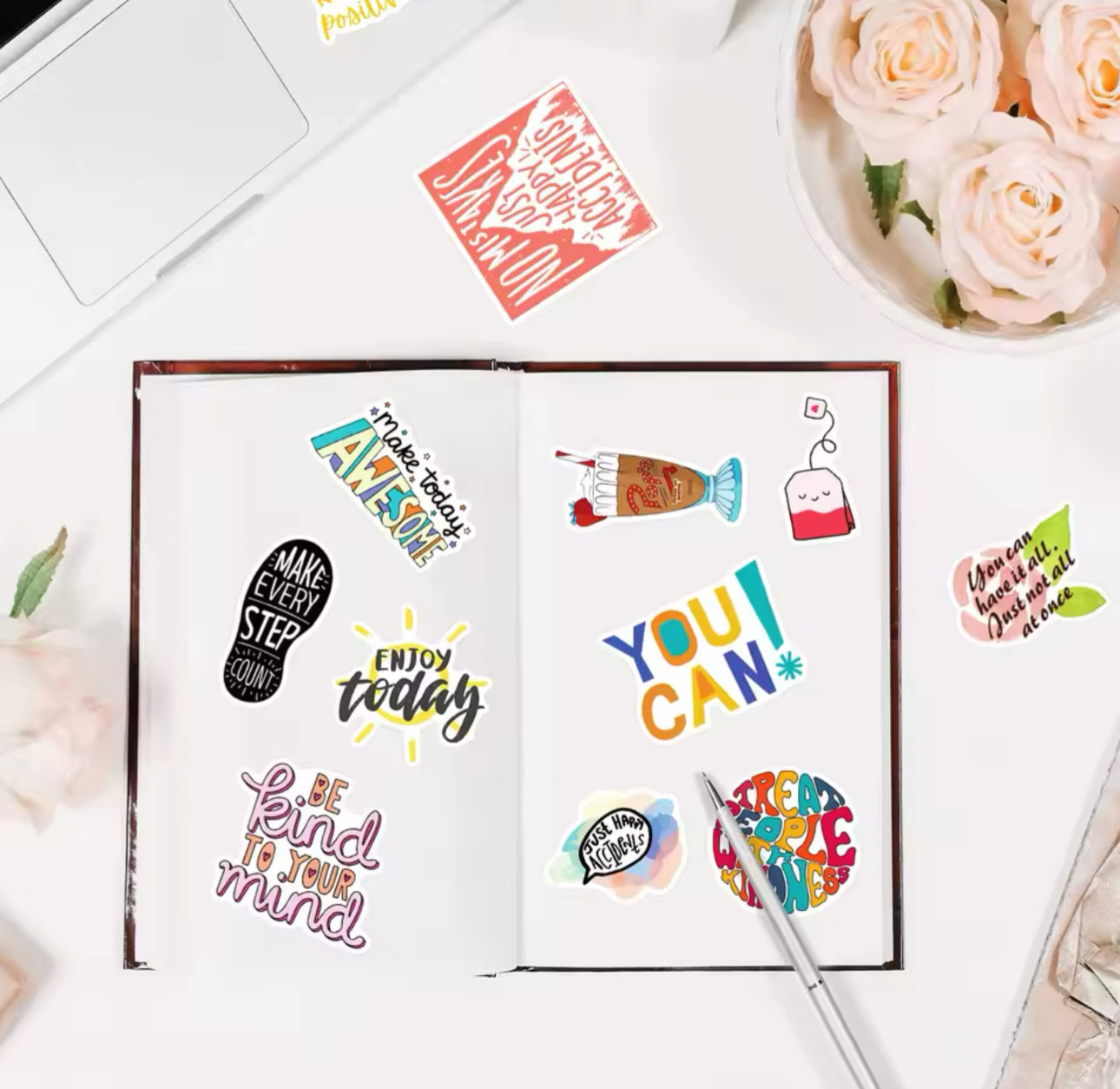 50 Stickers Vinil Positive Attitude
