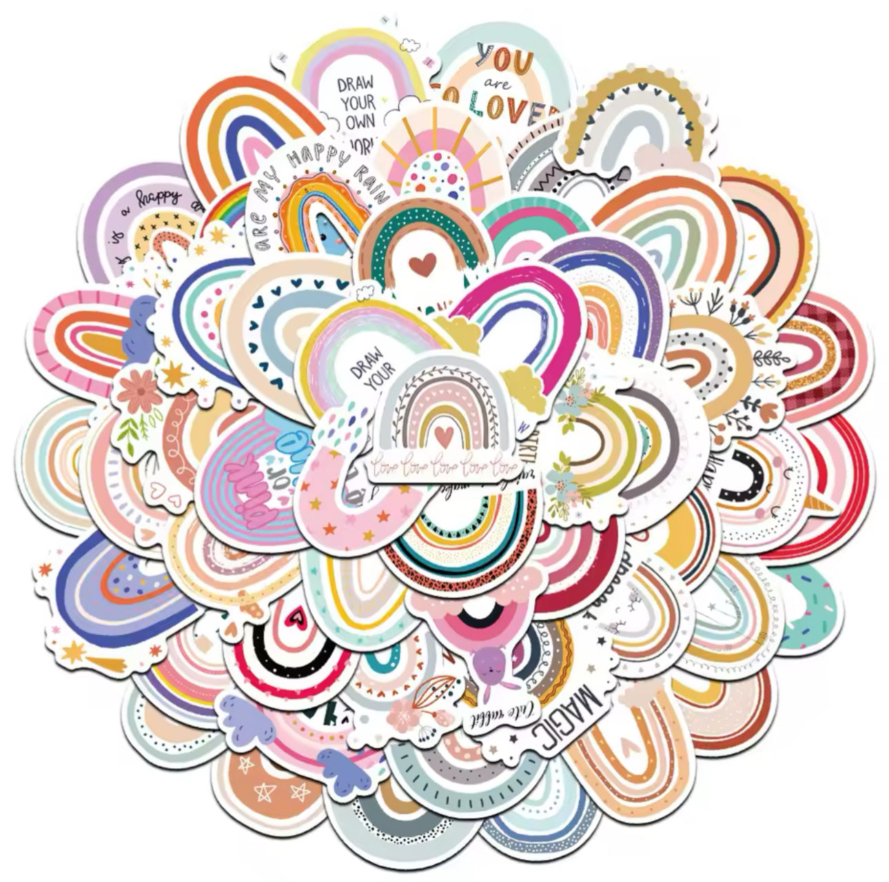 50 Stickers Vinil Arcoiris