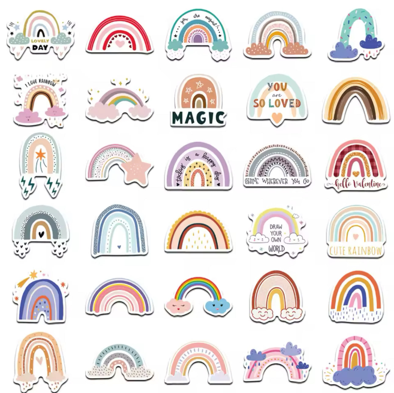 50 Stickers Vinil Arcoiris