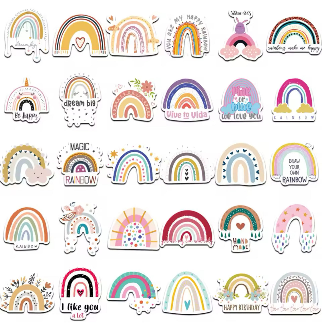 50 Stickers Vinil Arcoiris