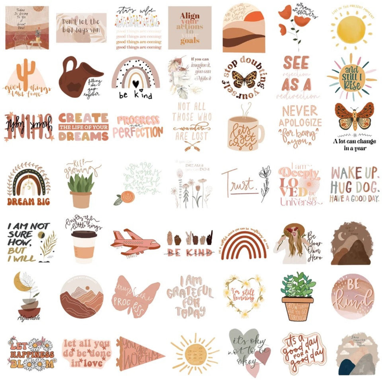 50 Stickers Vinil Boho