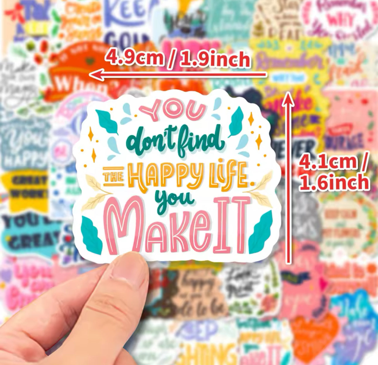 50 Stickers Vinil Frases Positivas