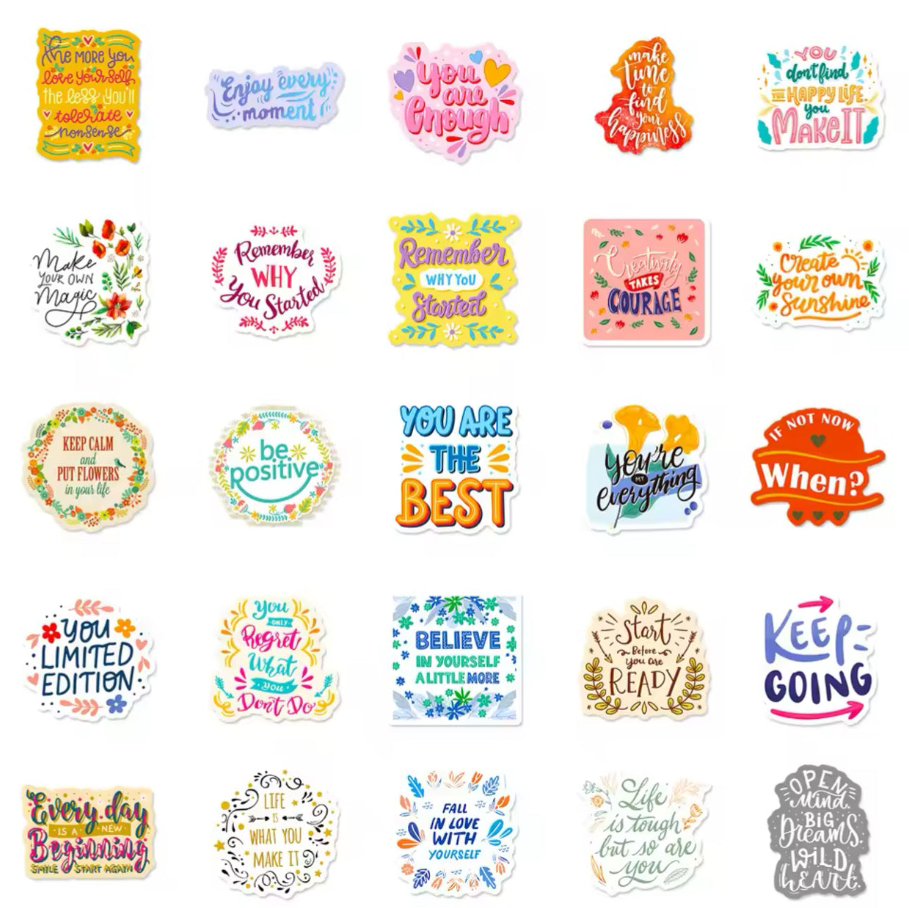 50 Stickers Vinil Frases Positivas