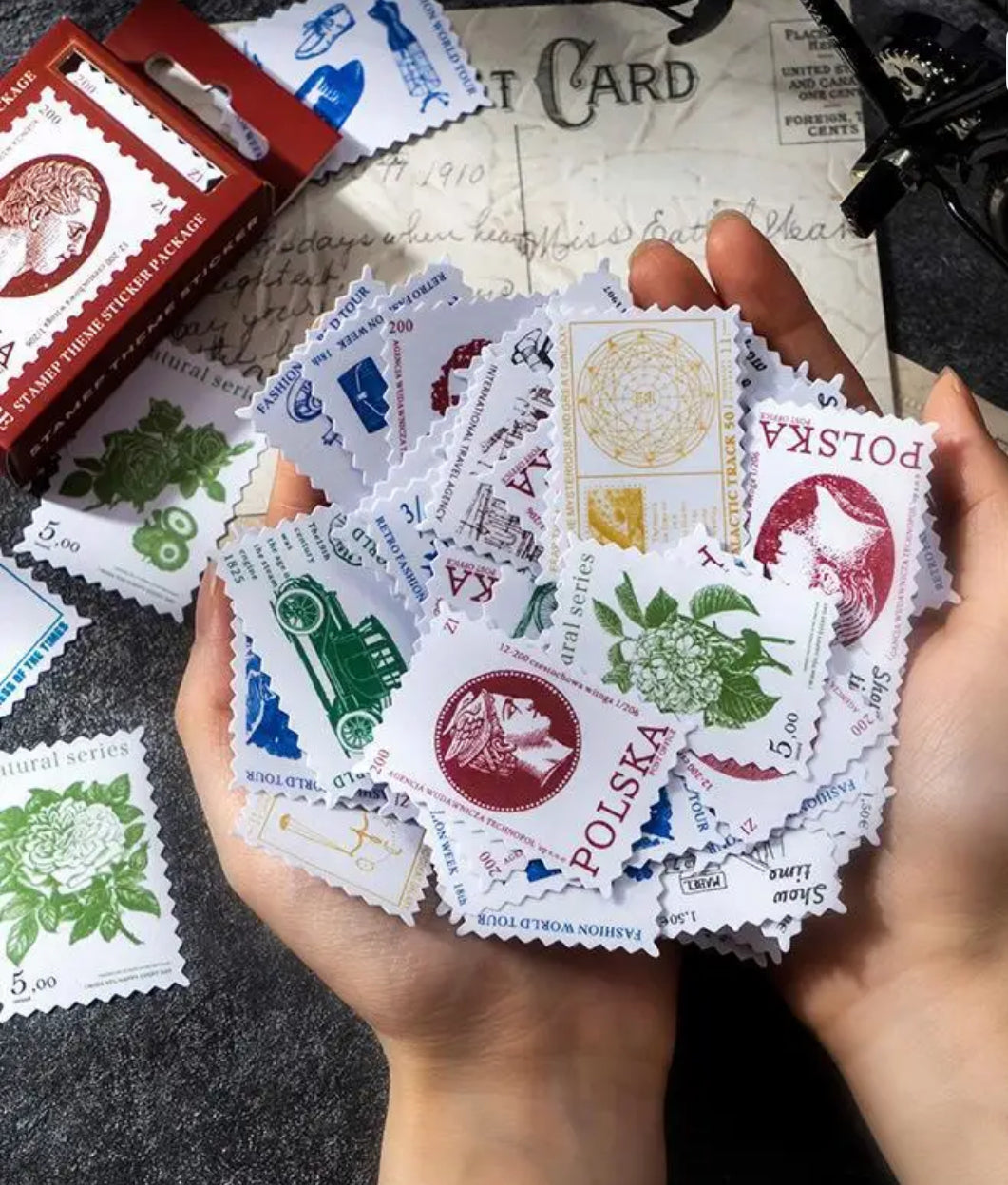100 Stickers Timbres Vintage
