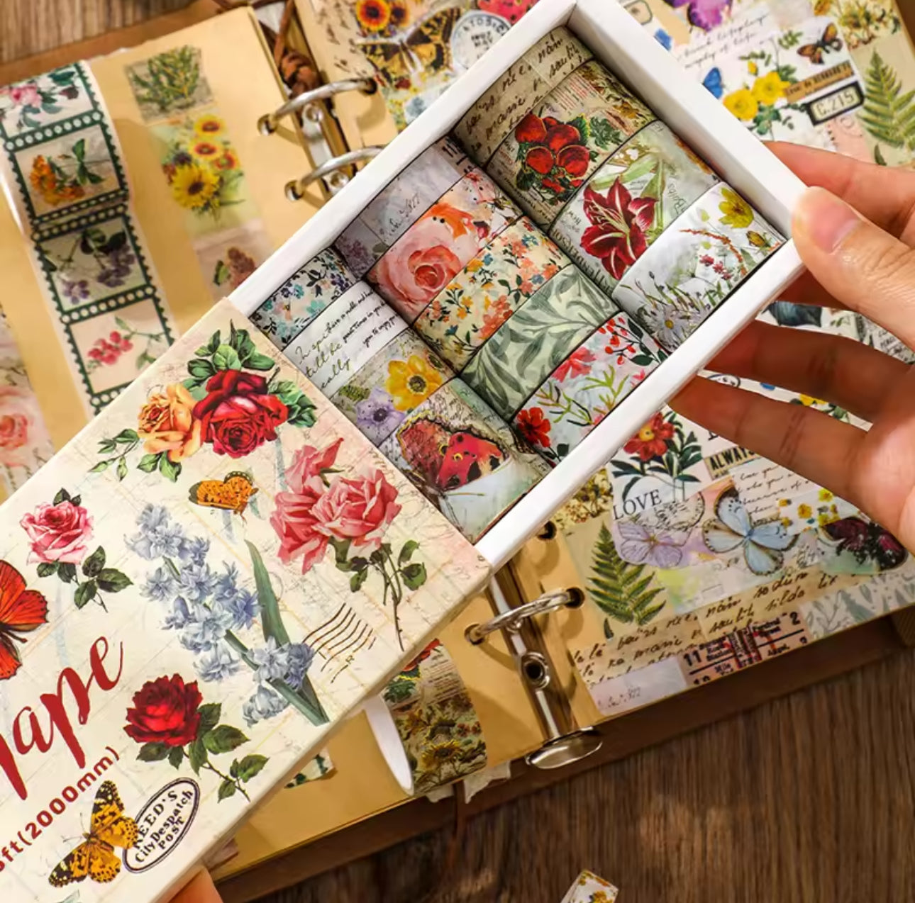 20 Washi Tapes Flores & Mariposas Vintage