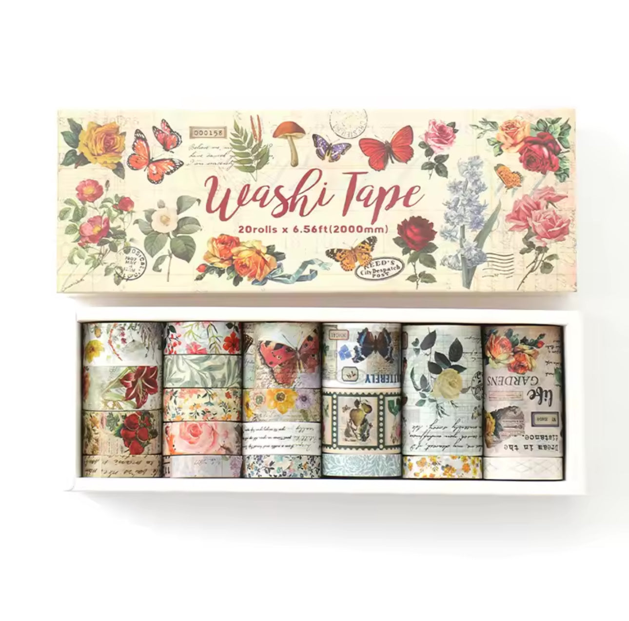 20 Washi Tapes Flores & Mariposas Vintage