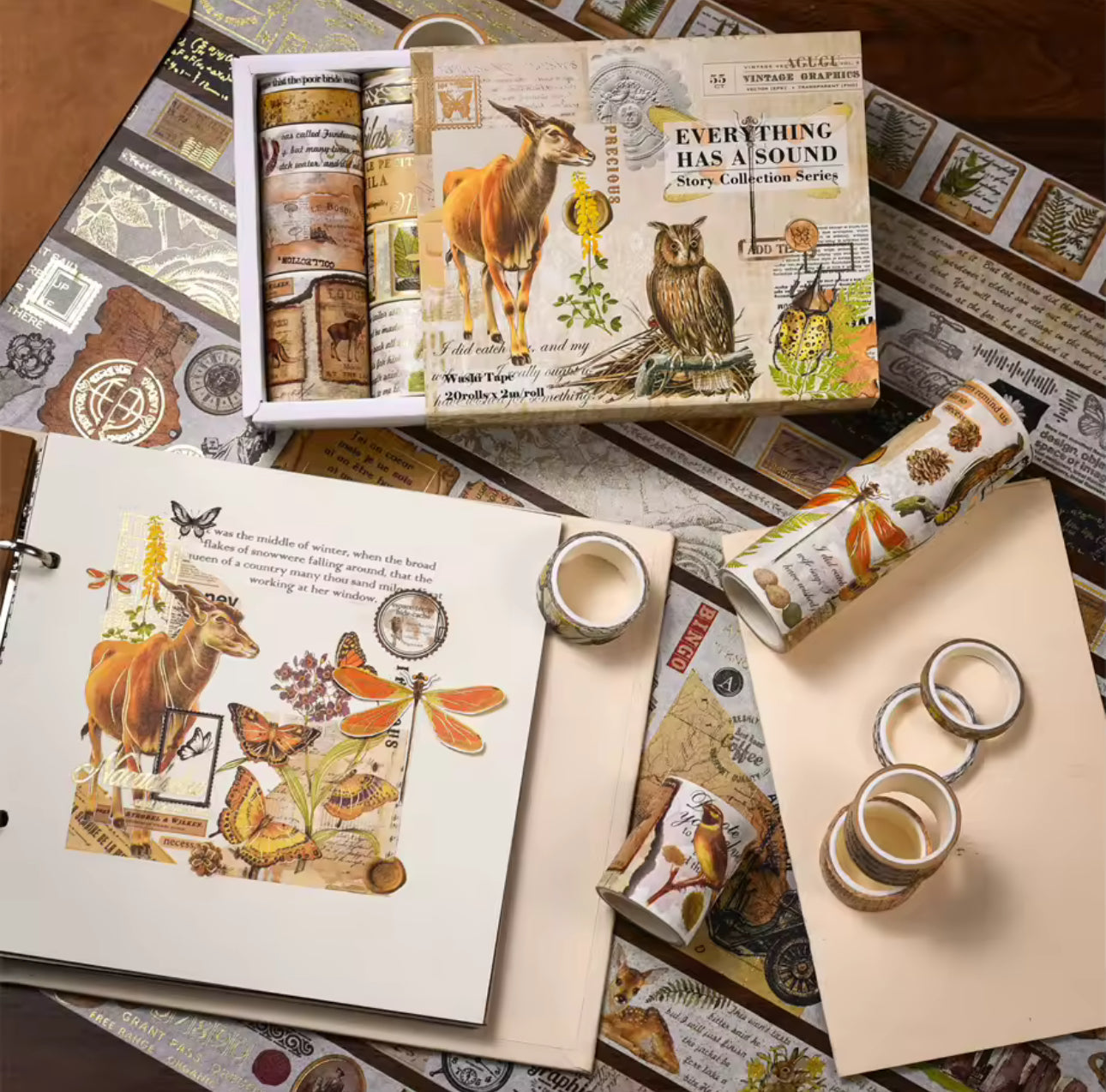 20 Washi Tapes Vintage con foil