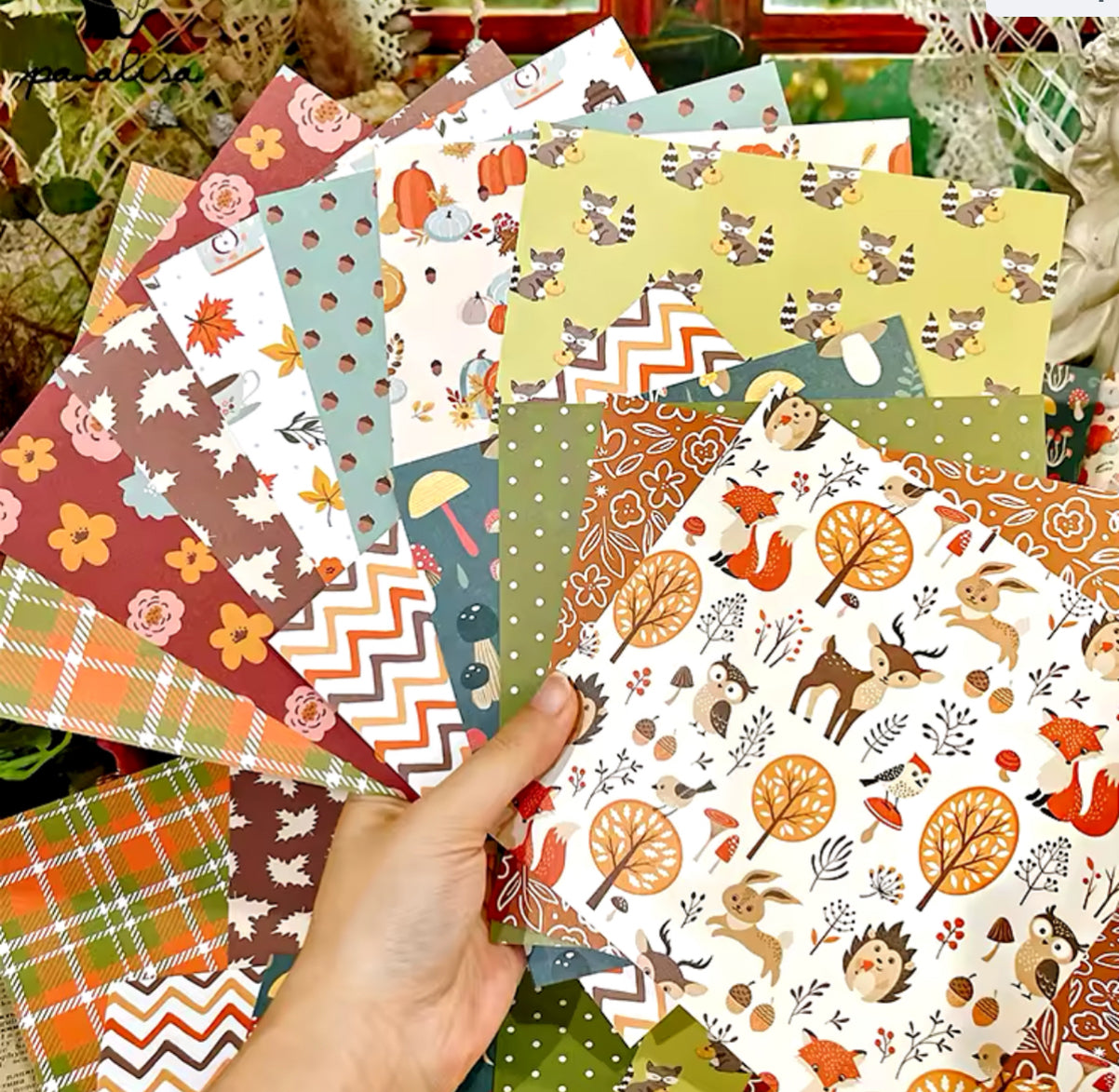 12 Papeles Cartulina Otoño