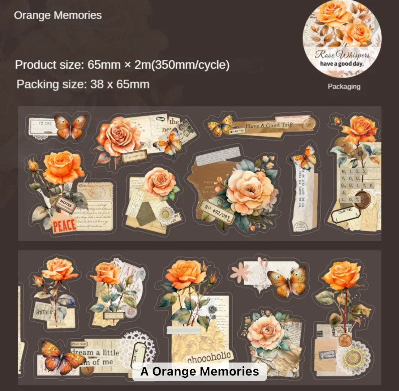 Rollos de Stickers Rosas Vintage